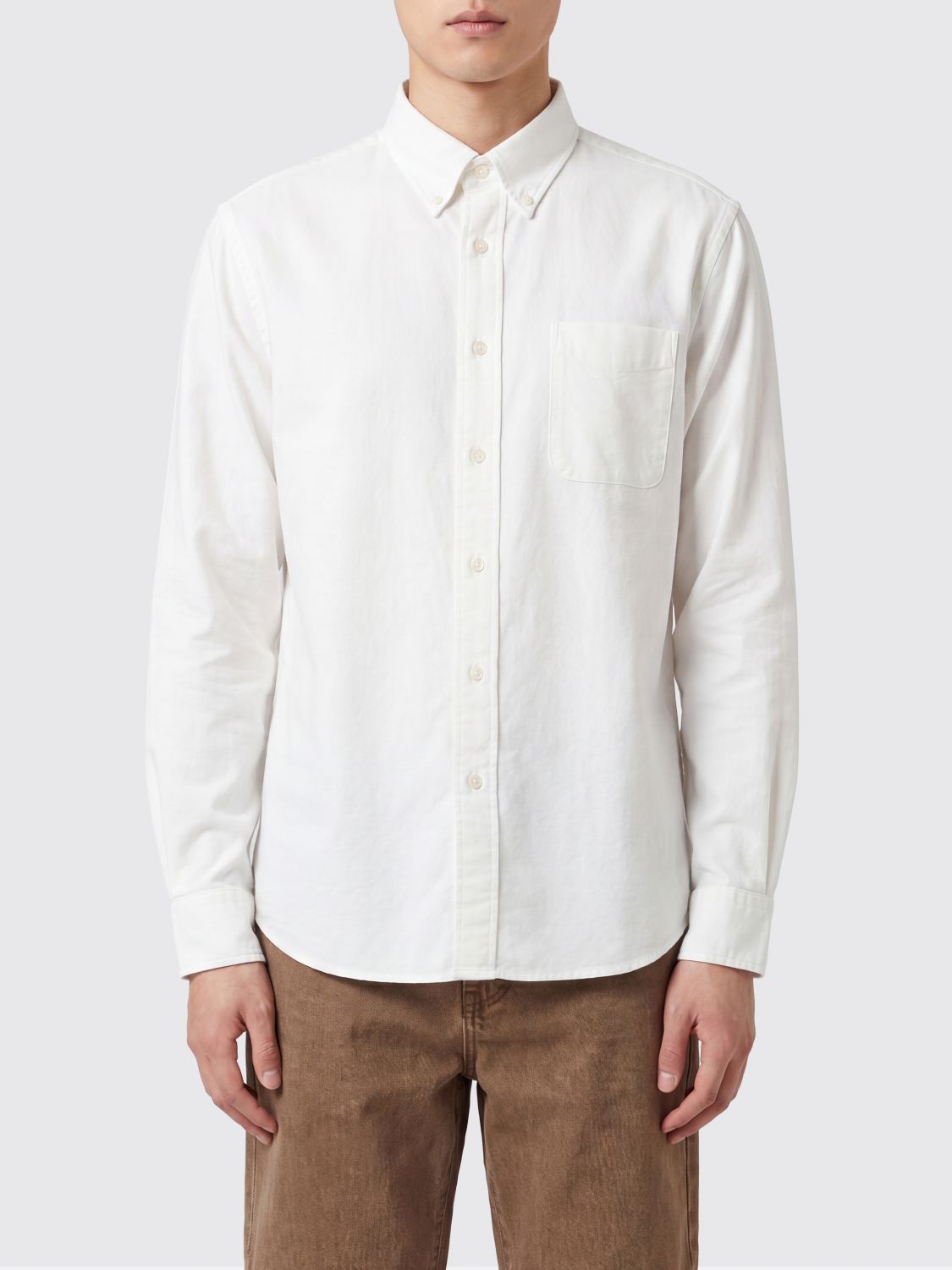 SEBAGO Camicia a maniche lunghe in cotone con collo button-down e taschino