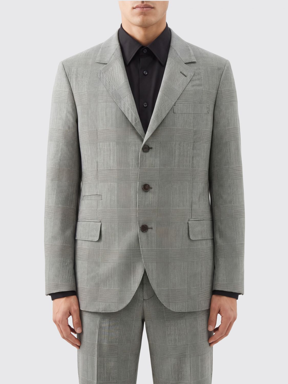 BRUNELLO CUCINELLI Blazer monopetto in lana vergine con motivo Principe di Galles
