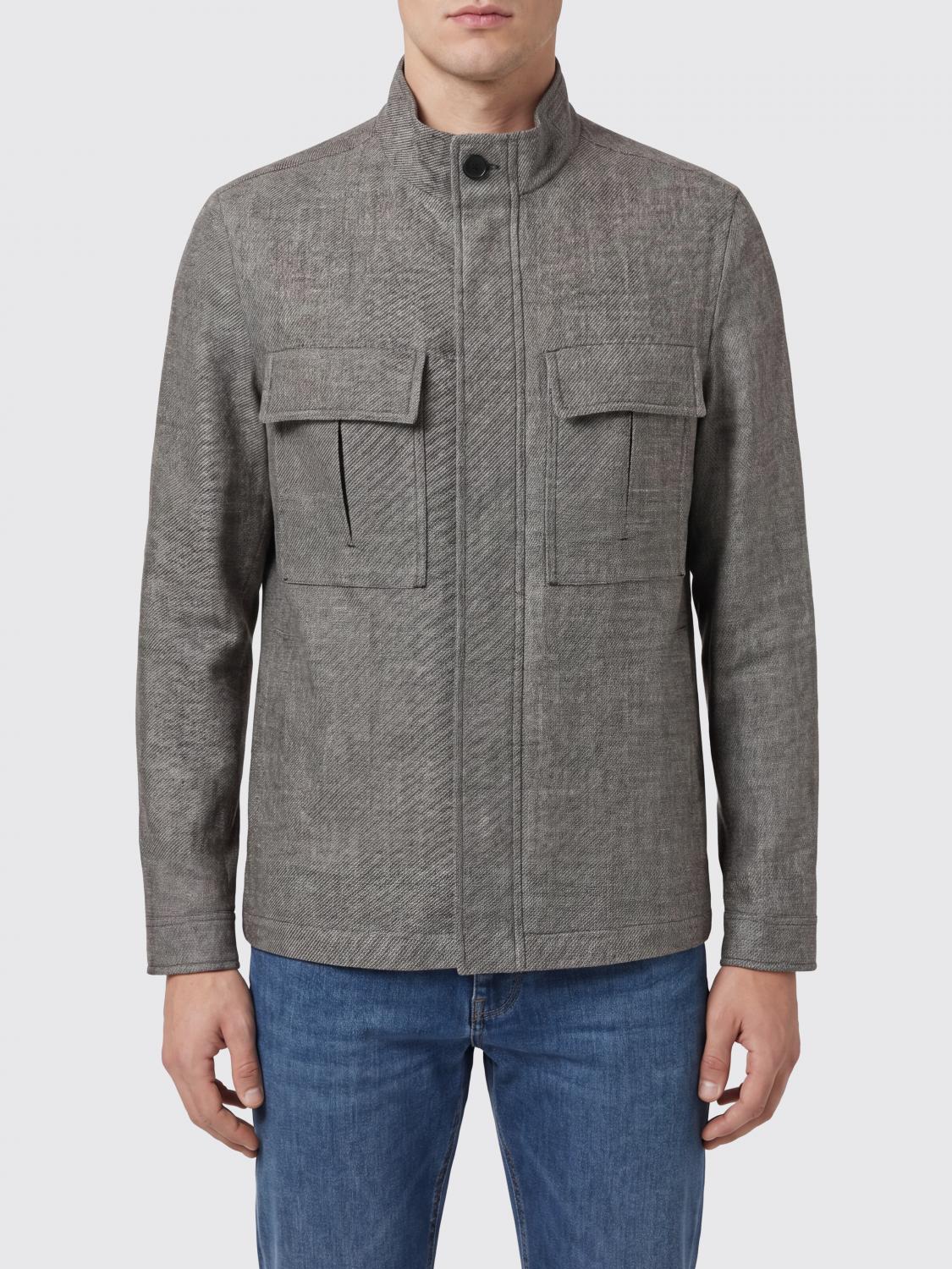 ZEGNA Lightweight Linen and Cashmere Jacket with High Neck and Concealed Closure