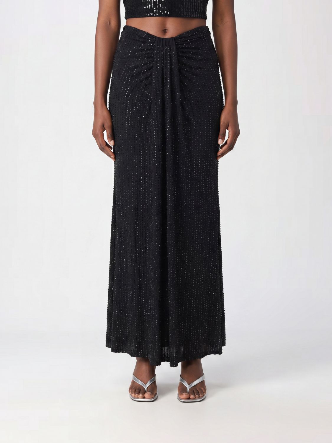 VENUJA Long Draped Sarong-Style Skirt with Crystal Embellishments
