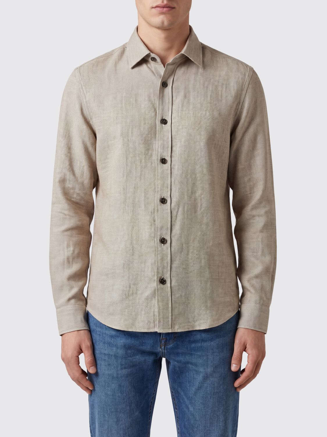 ZEGNA Giacca a camicia in lino, lana, seta e cashmere