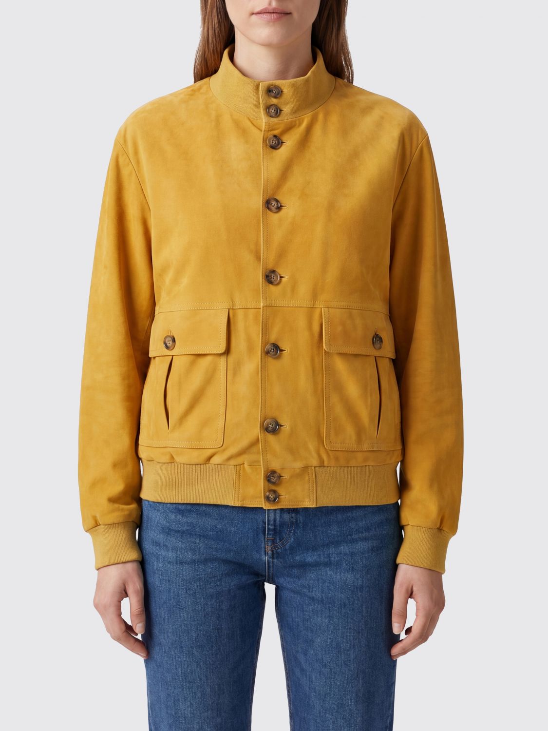VALSTAR Bomber in pelle scamosciata con collo alto e chiusura con bottoni