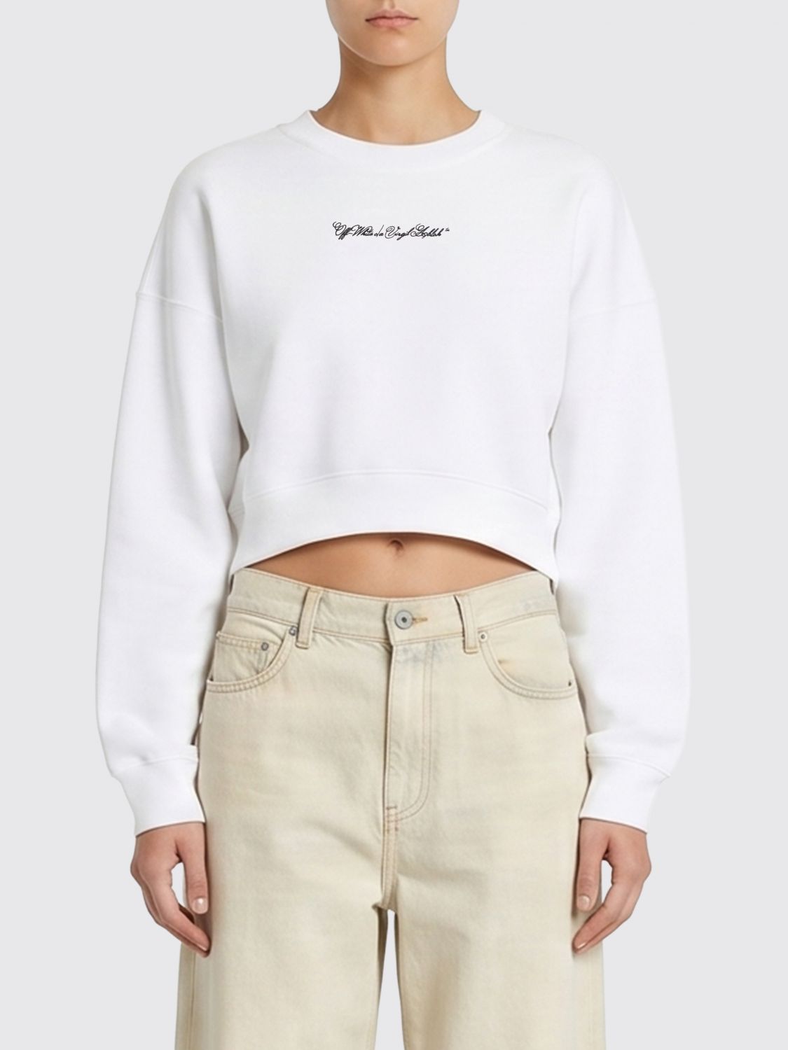 Off-White Felpa cropped in misto cotone con logo Arrow posteriore