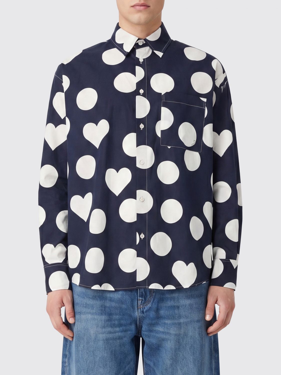 JACQUEMUS Camargue Polka Dot Print Long-Sleeved Cotton Shirt