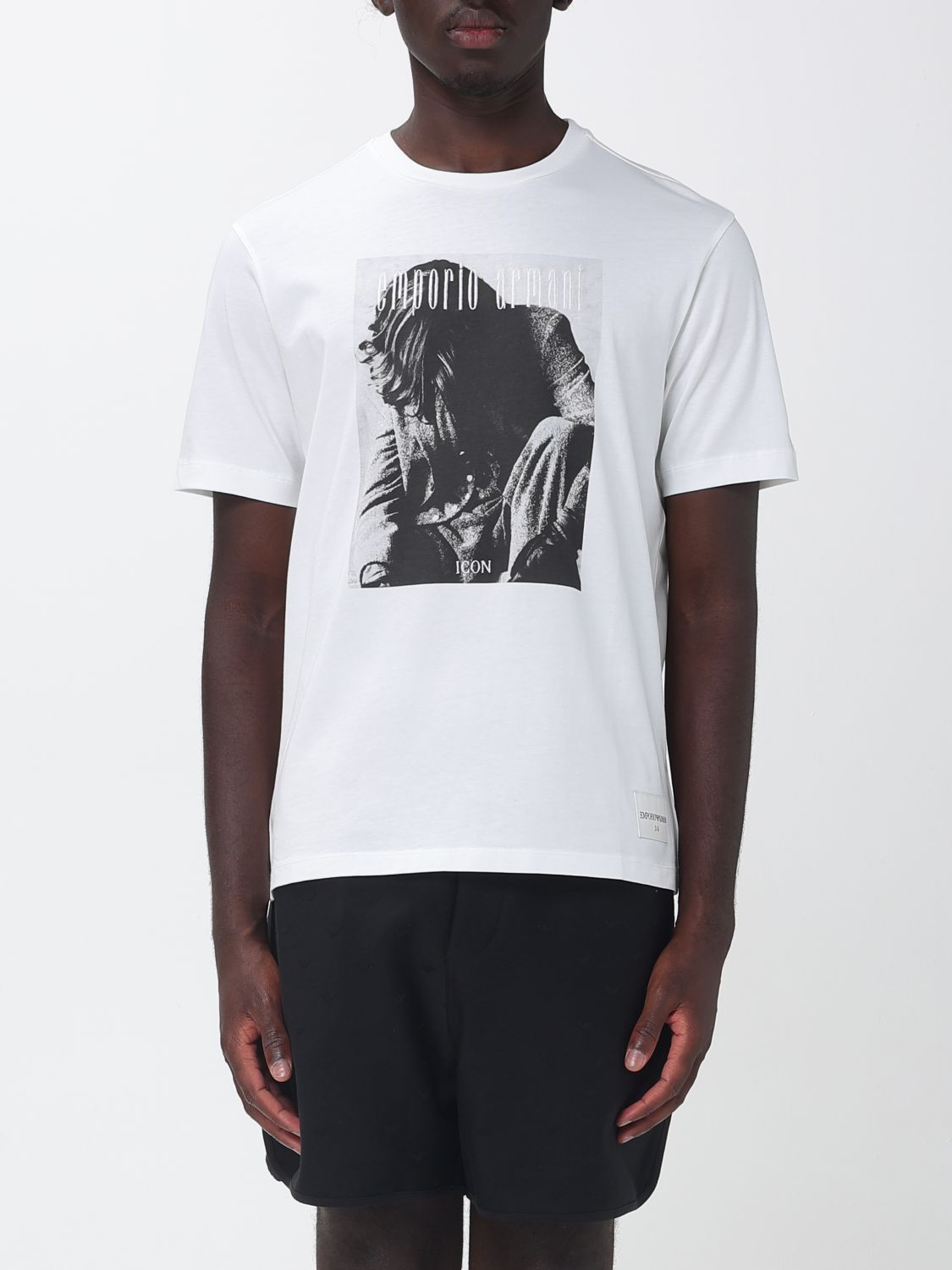 EMPORIO ARMANI T-shirt in cotone con stampa grafica e logo a contrasto