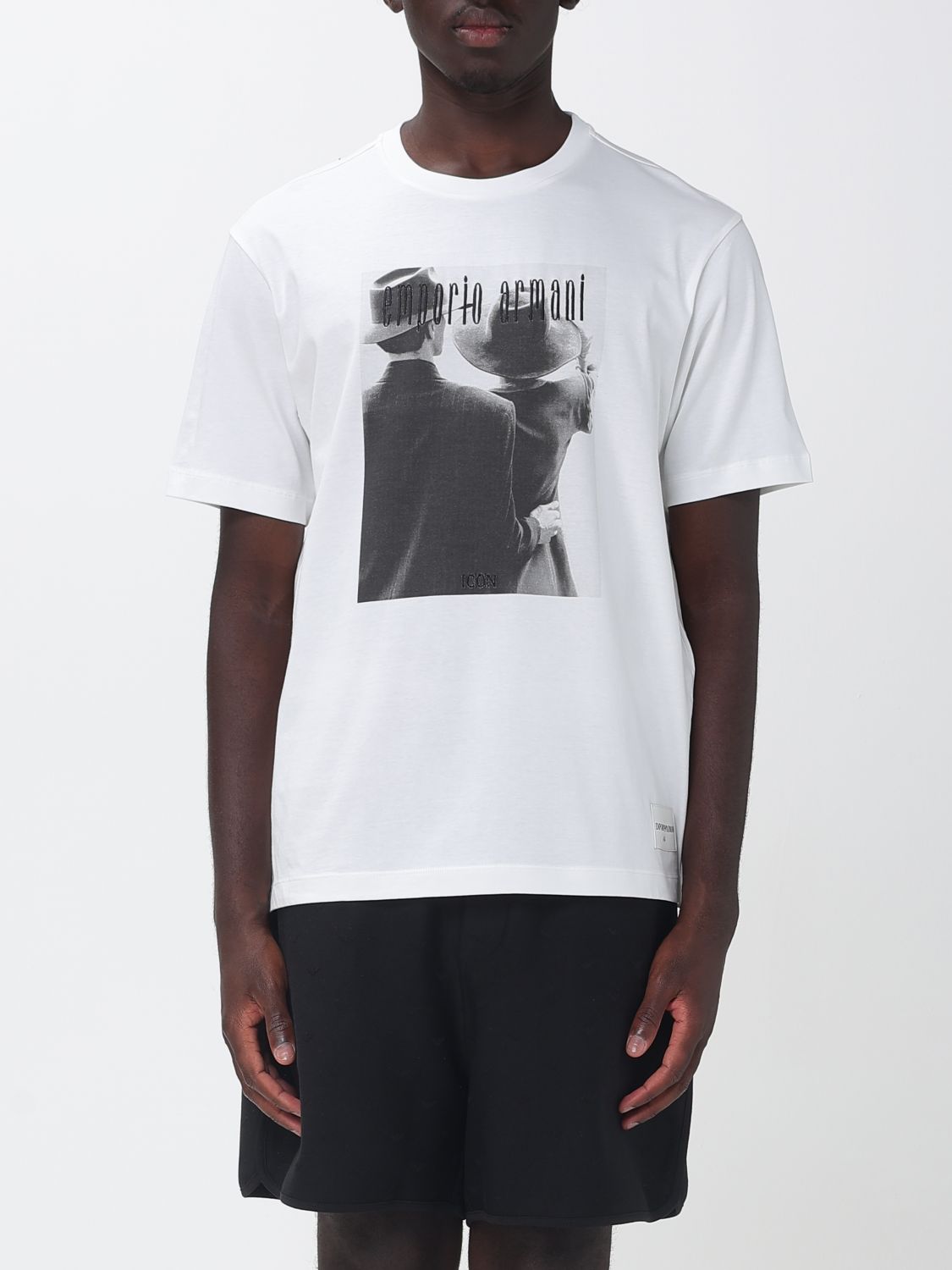 EMPORIO ARMANI T-shirt in cotone con stampa grafica e logo a contrasto