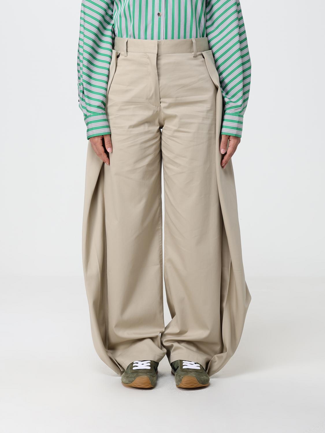 LOEWE High-Waisted Draped Wide-Leg Trousers in Silk and Cotton