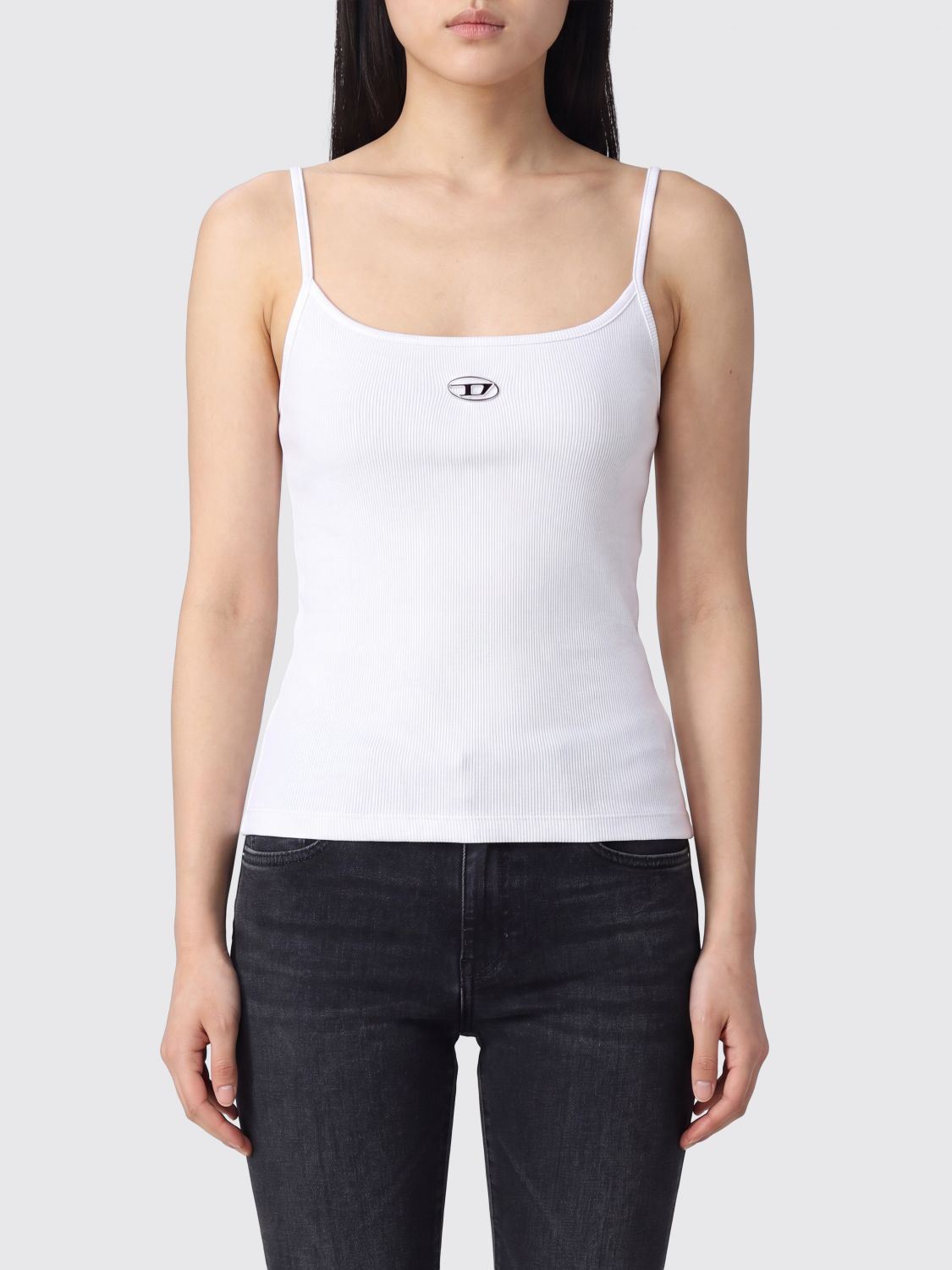 DIESEL Schulterfreies Slim-Fit-Top von aus Stretch-Baumwolle mit Oval D-Logo