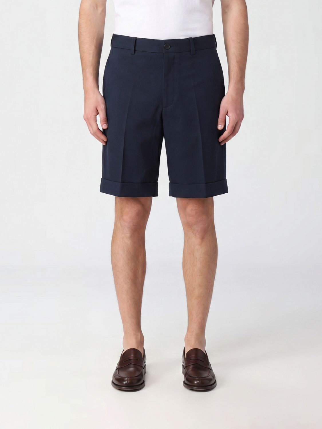 VALENTINO GARAVANI Shorts chino in cotone con vita media e fondo con risvolto