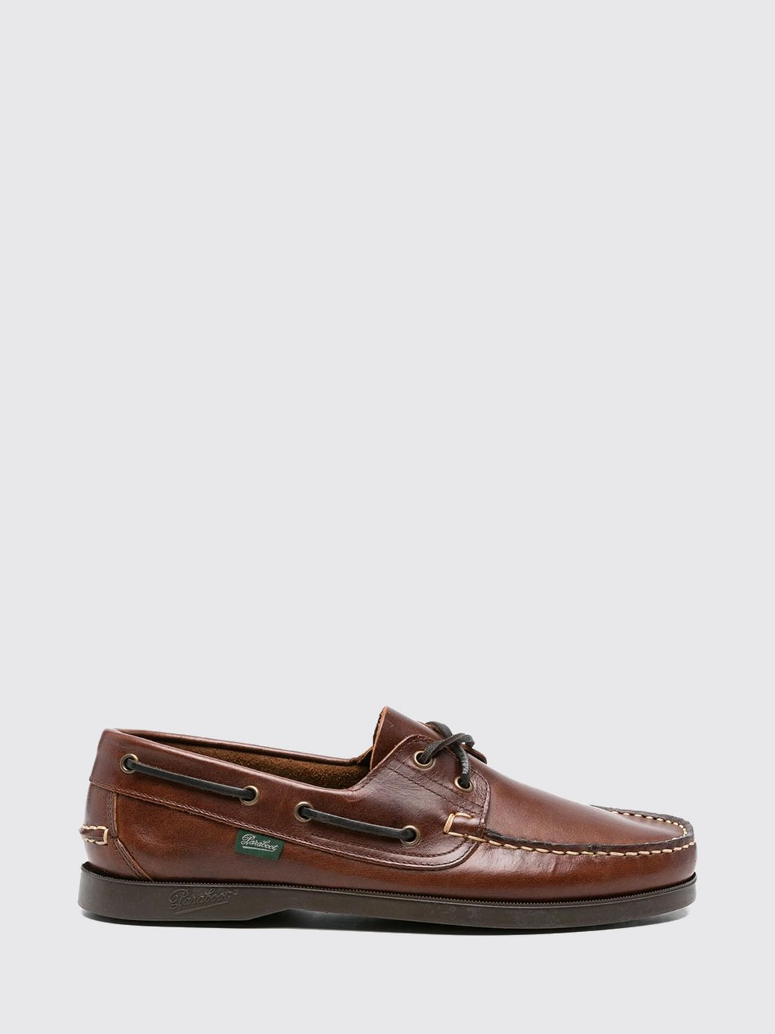 PARABOOT Smooth Calfskin Leather Boat Shoes with Rubber Soles