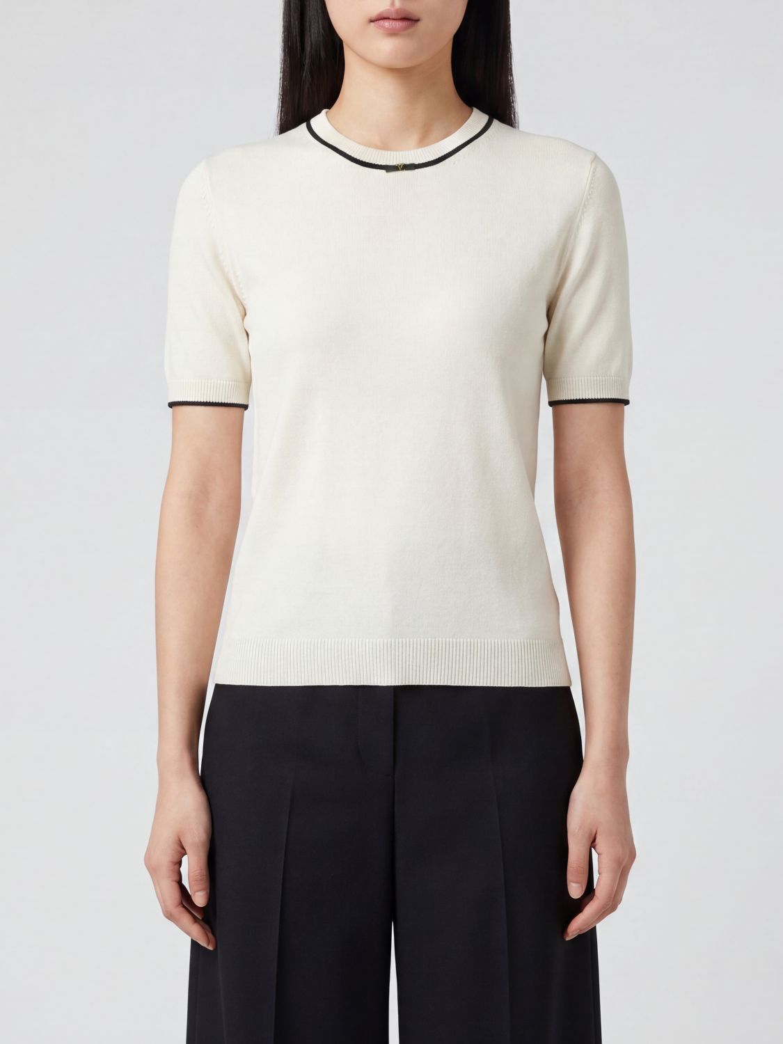 VALENTINO GARAVANI Wool Crew Neck Jumper with Bow and VLogo Signature