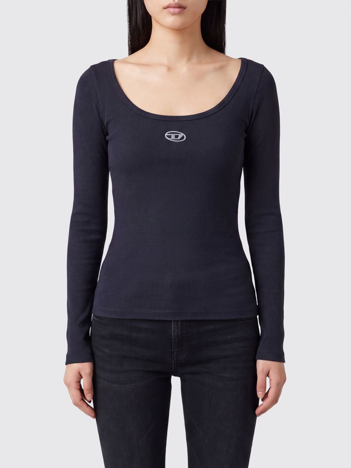 DIESEL T-Bal Langarm-T-Shirt aus Baumwolle mit Oval D-Logo