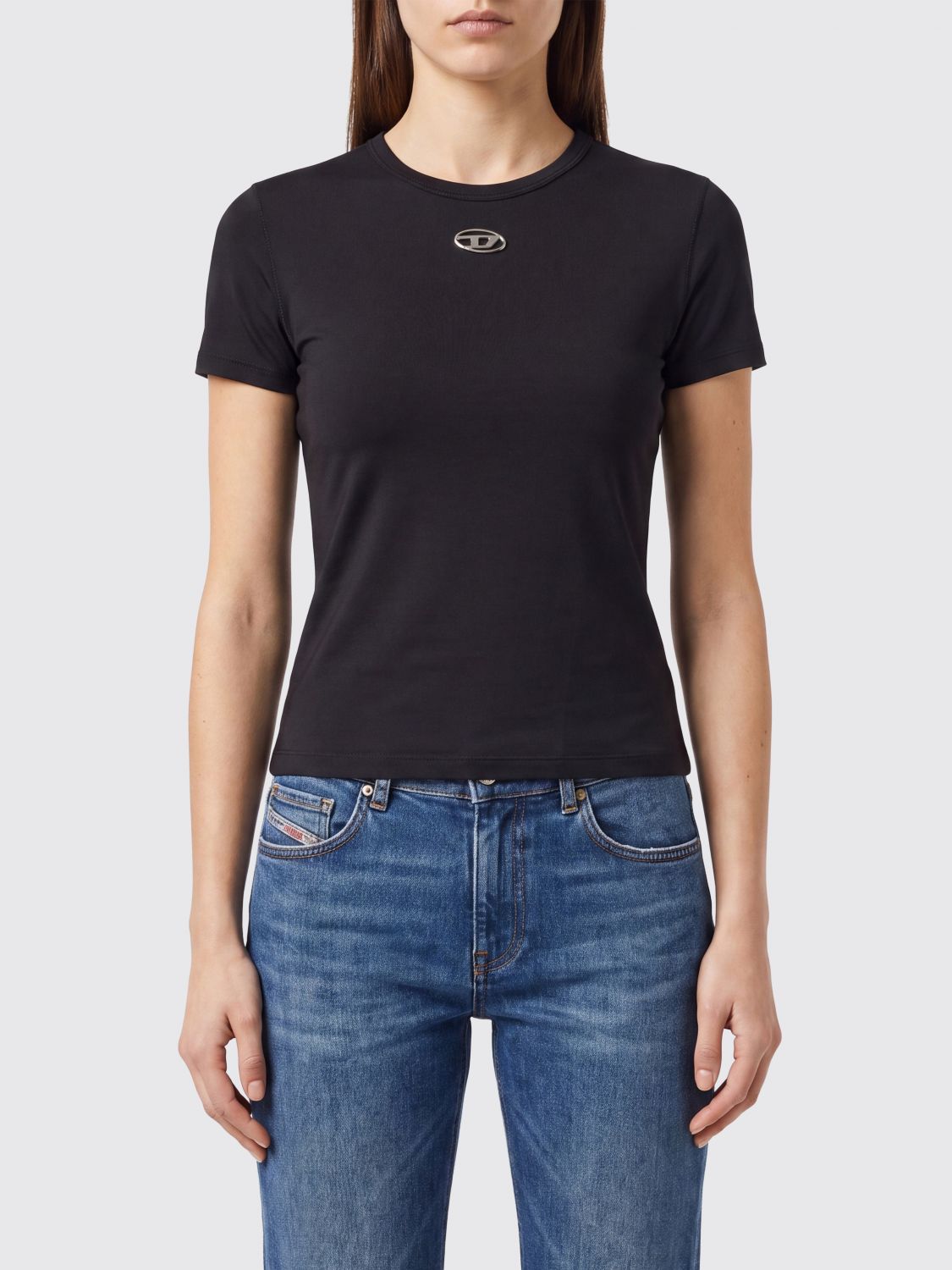 DIESEL Slim-Fit T-Shirt aus Baumwolle mit kontrastierendem Oval D-Logo
