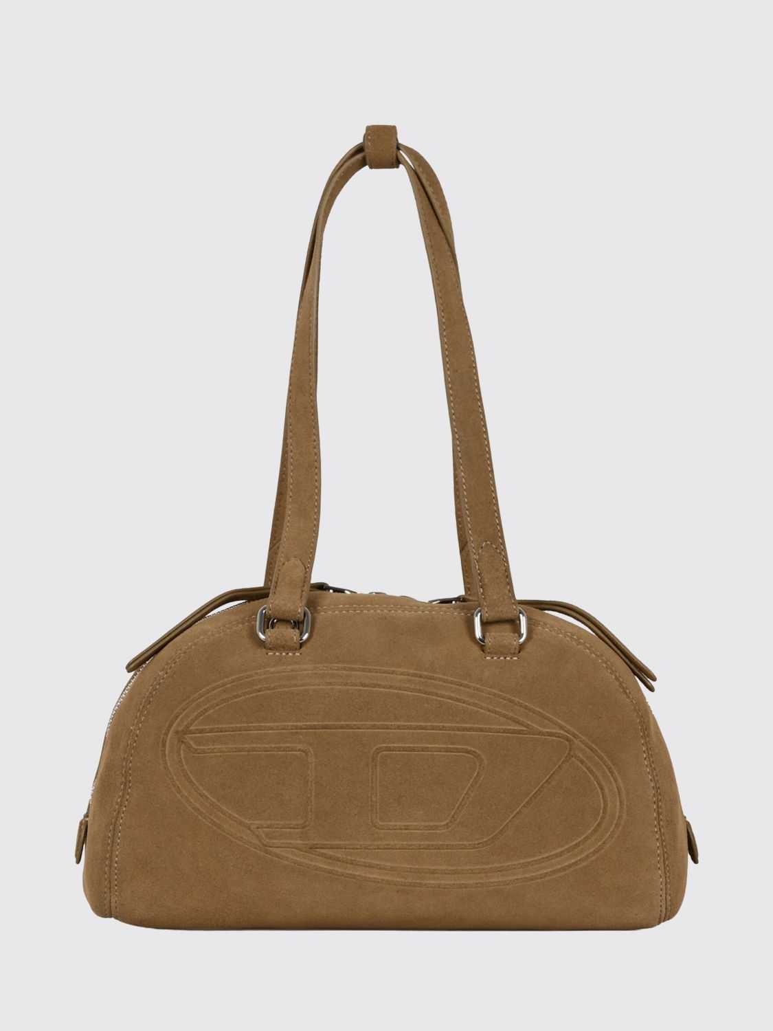 DIESEL 1DR Dome Suede Shoulder Bag with Oval D Logo