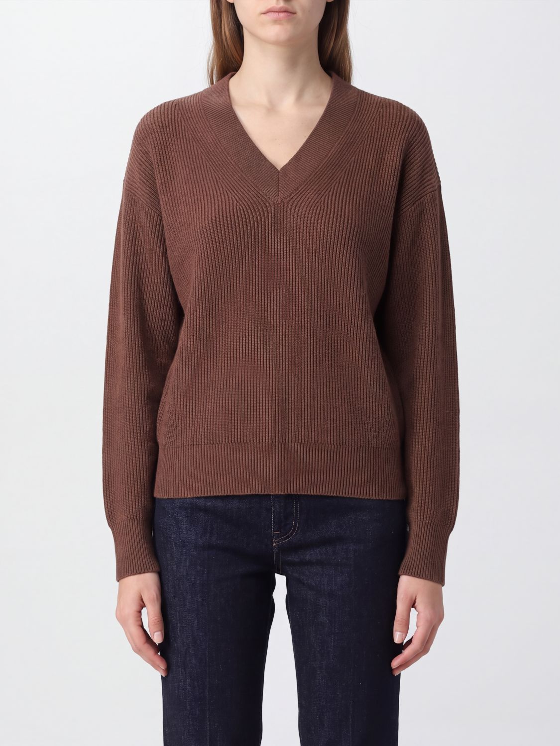 Brunello Cucinelli V-Neck Cashmere Blend Jumper with Dropped Shoulders