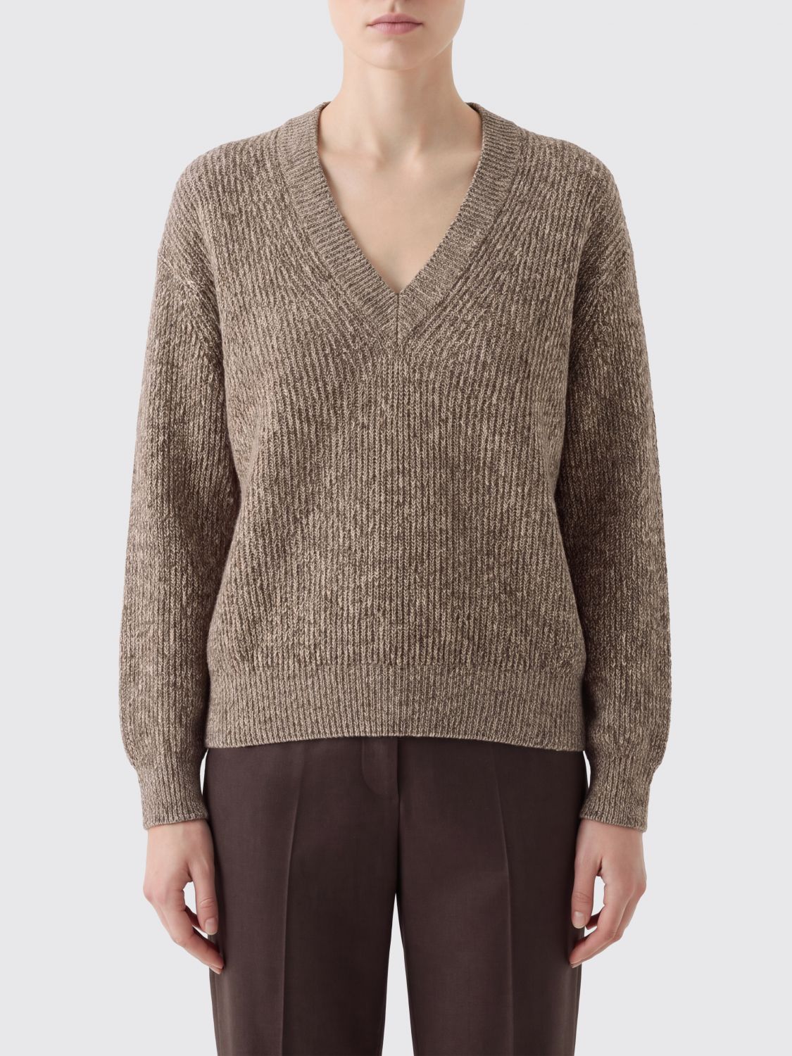 BRUNELLO CUCINELLI Ivory V-Neck Cashmere Blend Jumper