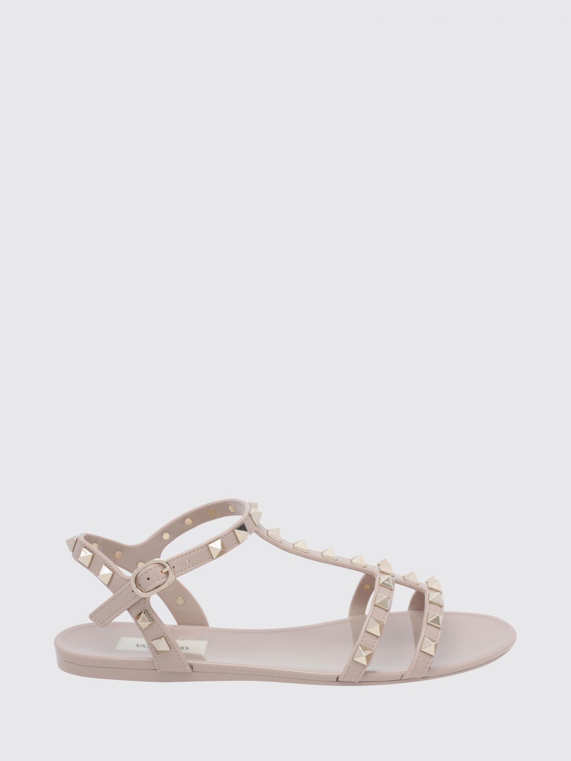 VALENTINO GARAVANI Sandali bassi Rockstud in gomma con design T-strap
