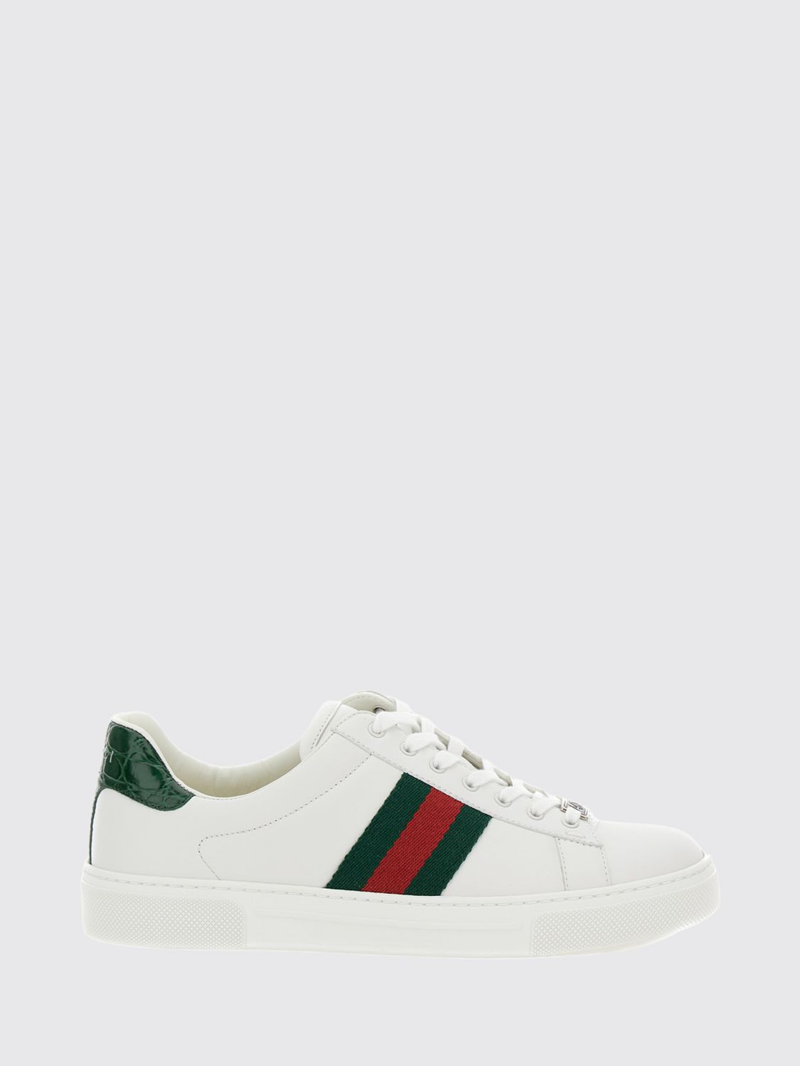 GUCCI Ace Sneaker aus Kalbsleder mit gestreiftem Web-Band
