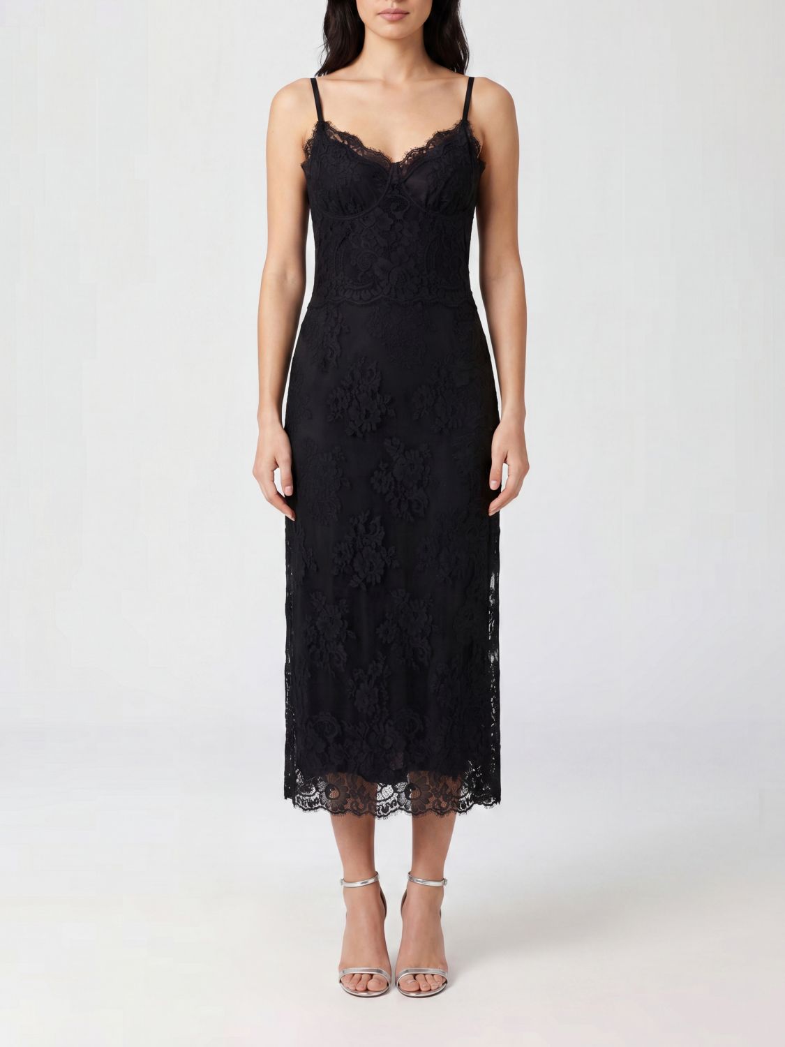 DOLCE & GABBANA V-Neck Lace Midi Slip Dress