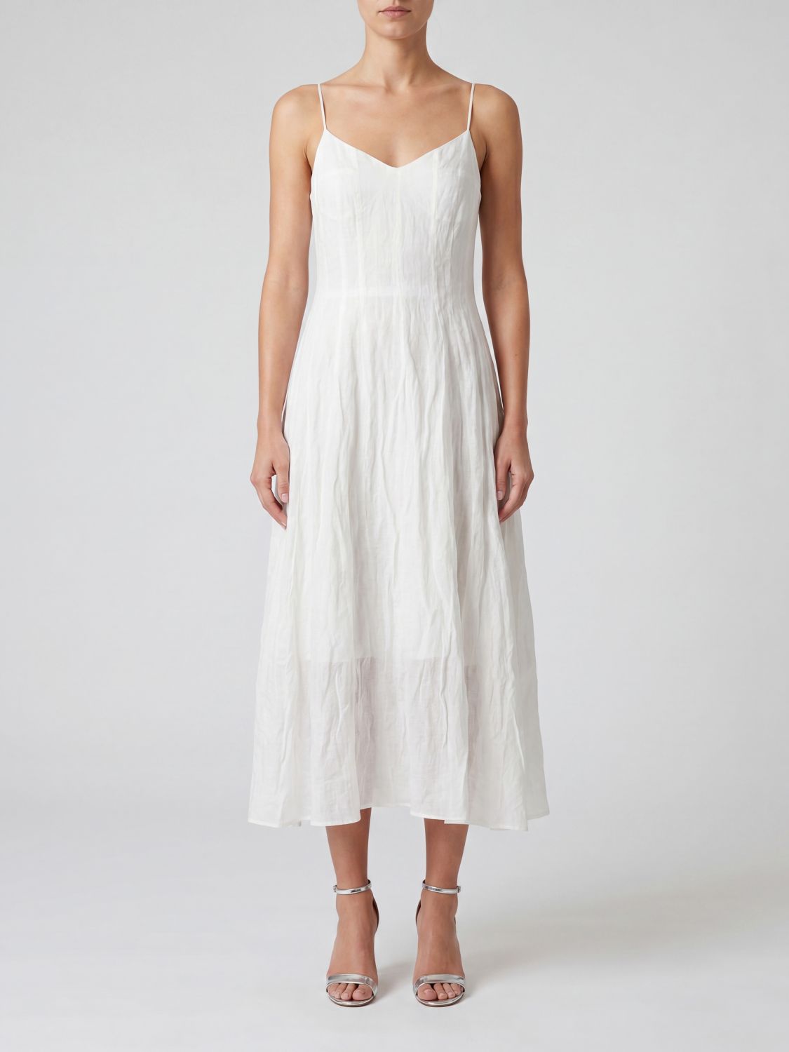 ERIKA CAVALLINI Abito midi A-line in misto seta con scollo a V