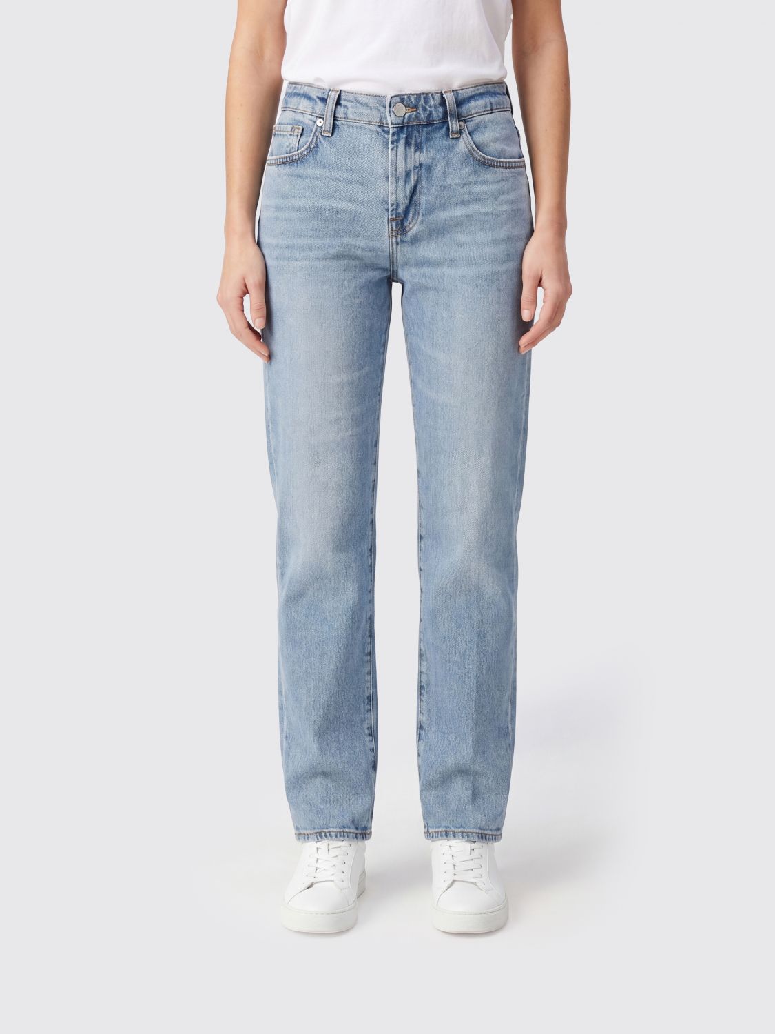 7 FOR ALL MANKIND Jeans straight in denim di cotone a vita media