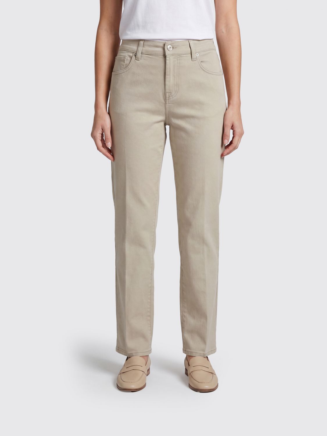7 FOR ALL MANKIND Jeans straight in denim di cotone stretch color crema