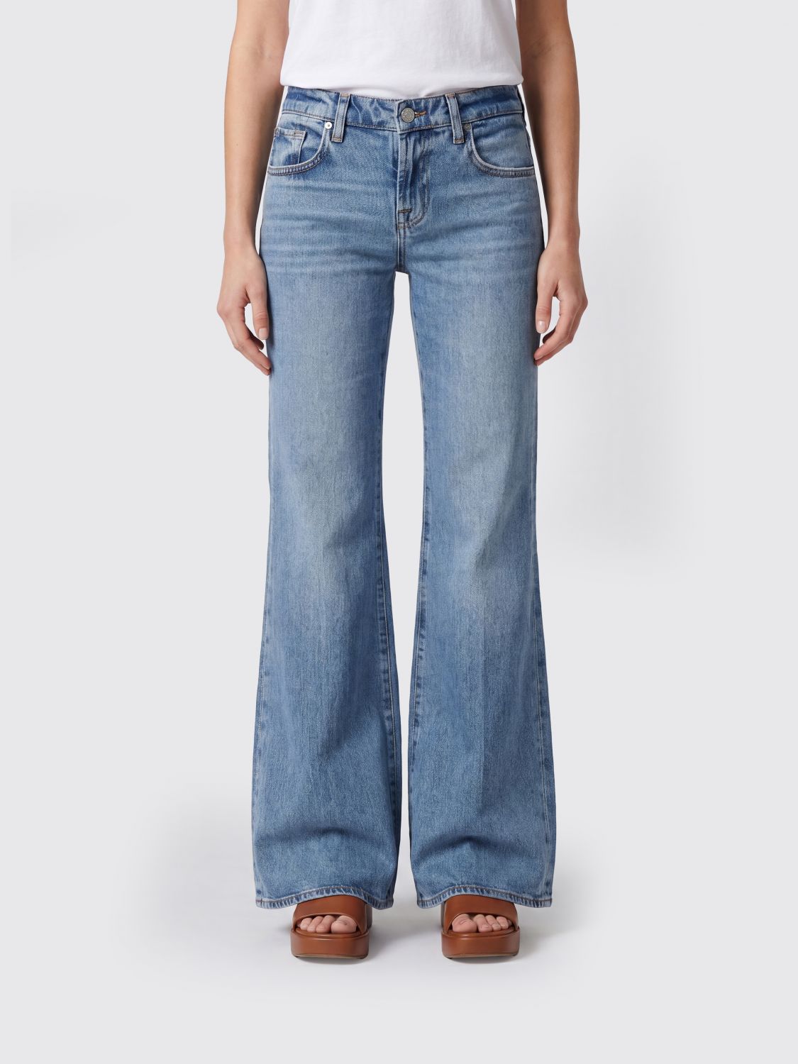 7 FOR ALL MANKIND Jeans a zampa in denim di cotone stretch a vita alta