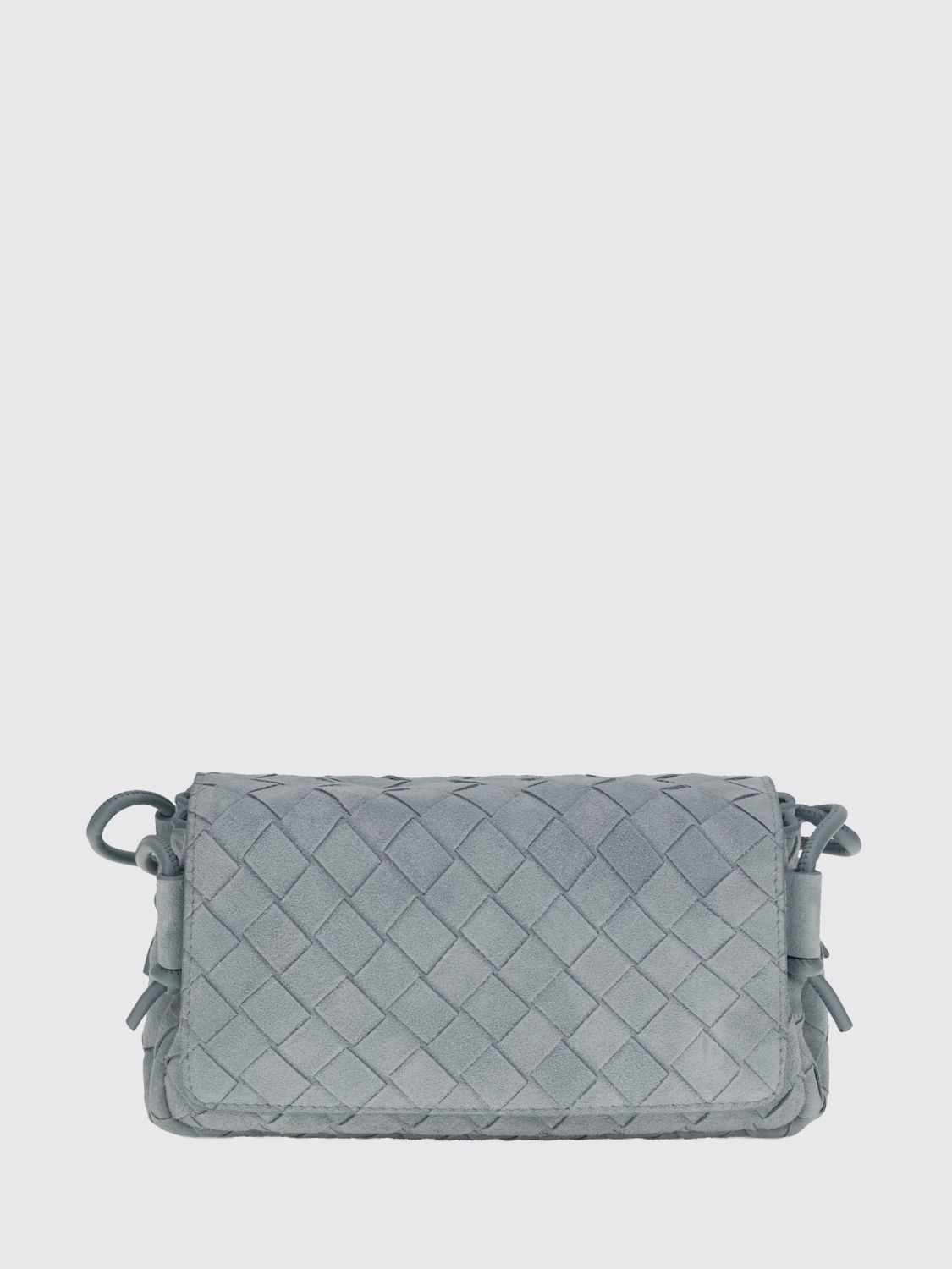 BOTTEGA VENETA Notturno Intrecciato Suede Calfskin Shoulder Bag with Knotted Strap