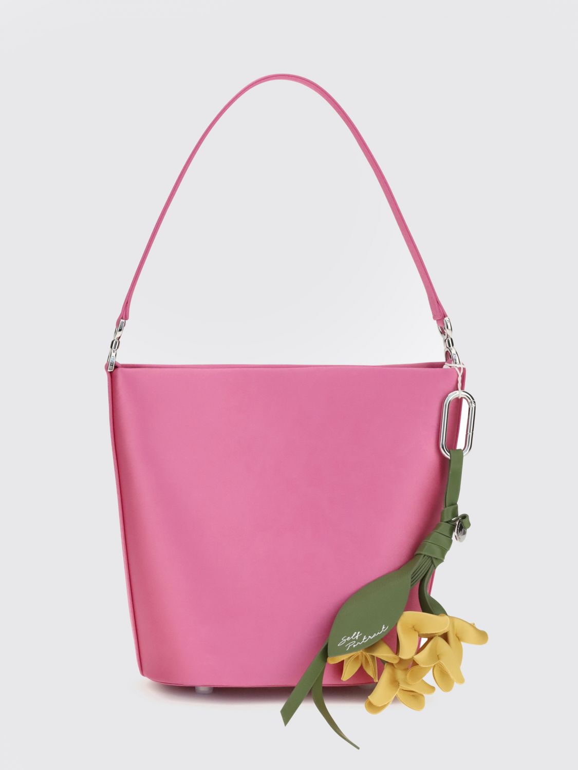 SELF-PORTRAIT Pink Satin Mini Handbag with Top Handle and Charm　SELF-PORTRAIT ピンクサテン ミニハンドバッグ トップハンドルとチャーム付き SELF-PORTRAIT