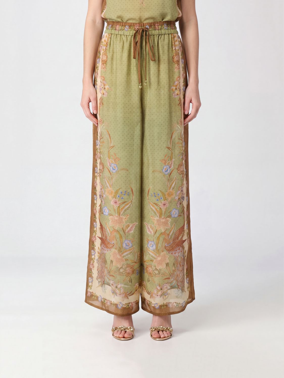 ZIMMERMANN Indra High-Waisted Silk Palazzo Trousers with Floral Print