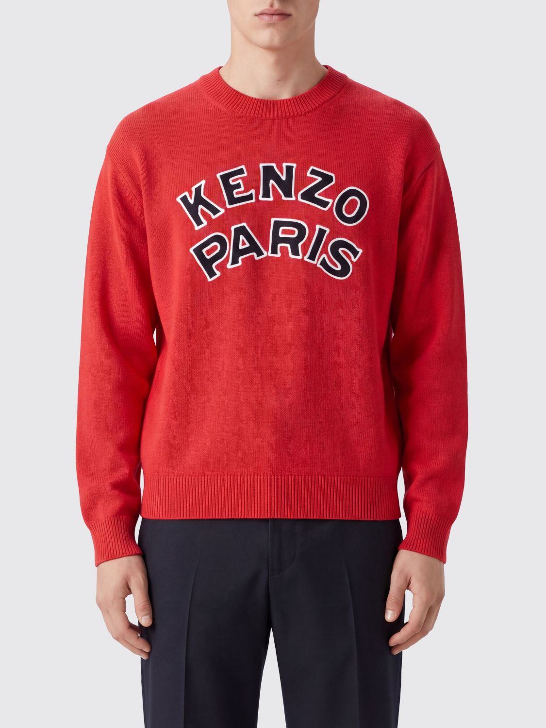KENZO Merino Wool Crew Neck Jumper with Jacquard Logo