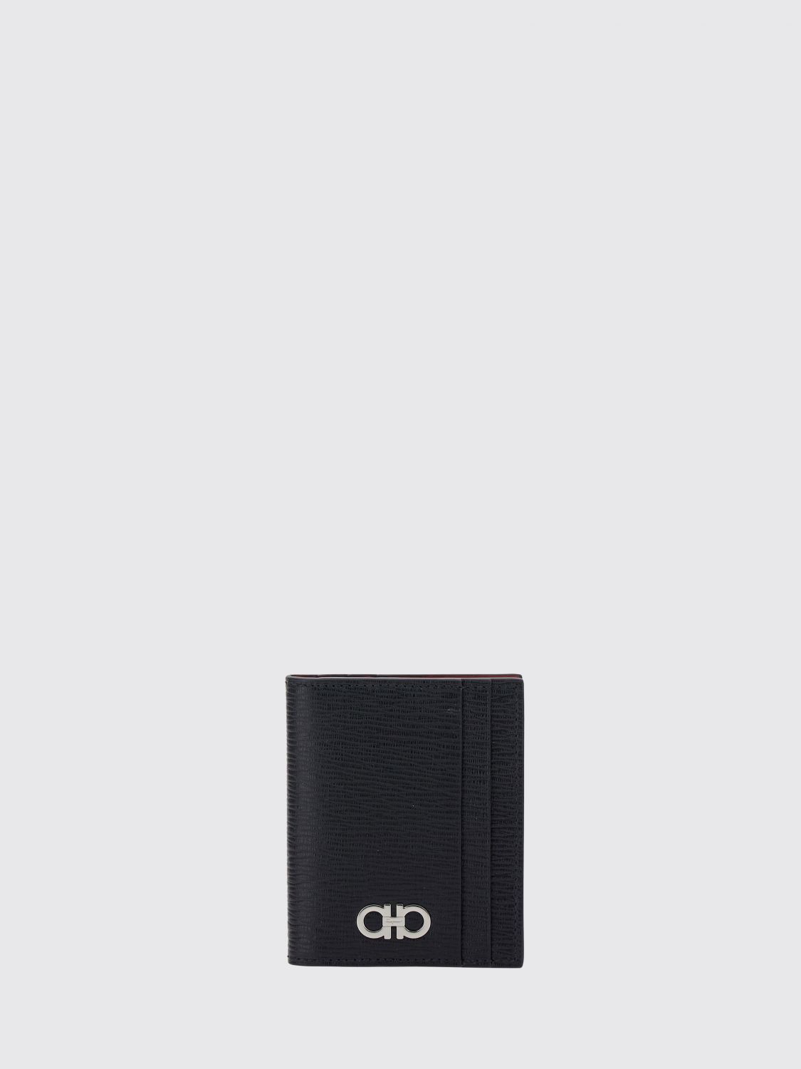 Ferragamo Gancini Embossed Calfskin Leather Bifold Card Holder · OS