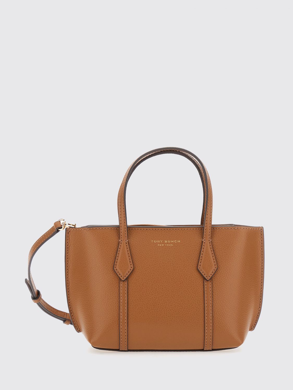TORY BURCH Perry Mini Grained Leather Handbag with Removable Strap　TORY BURCH ペリー ミニ グレイン レザー ハンドバッグ 取り外し可能なストラップ付き TORY