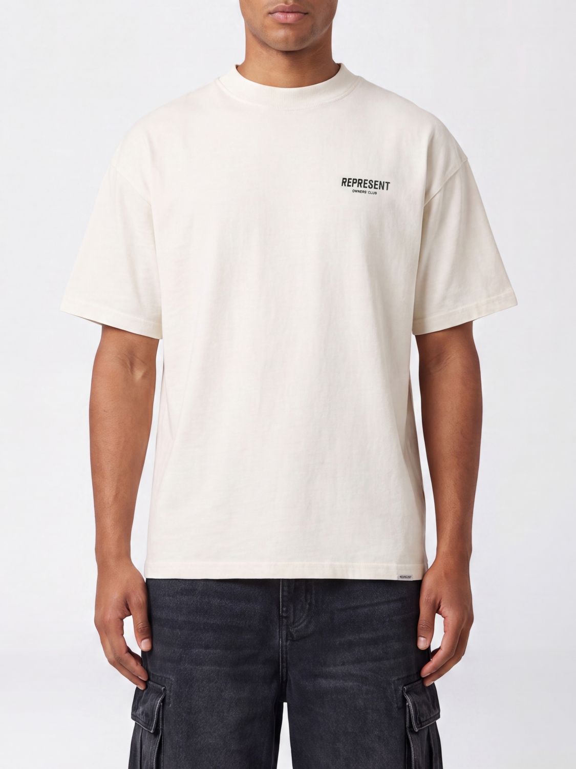 Represent Crew Neck Cotton T-Shirt with Contrast Logo