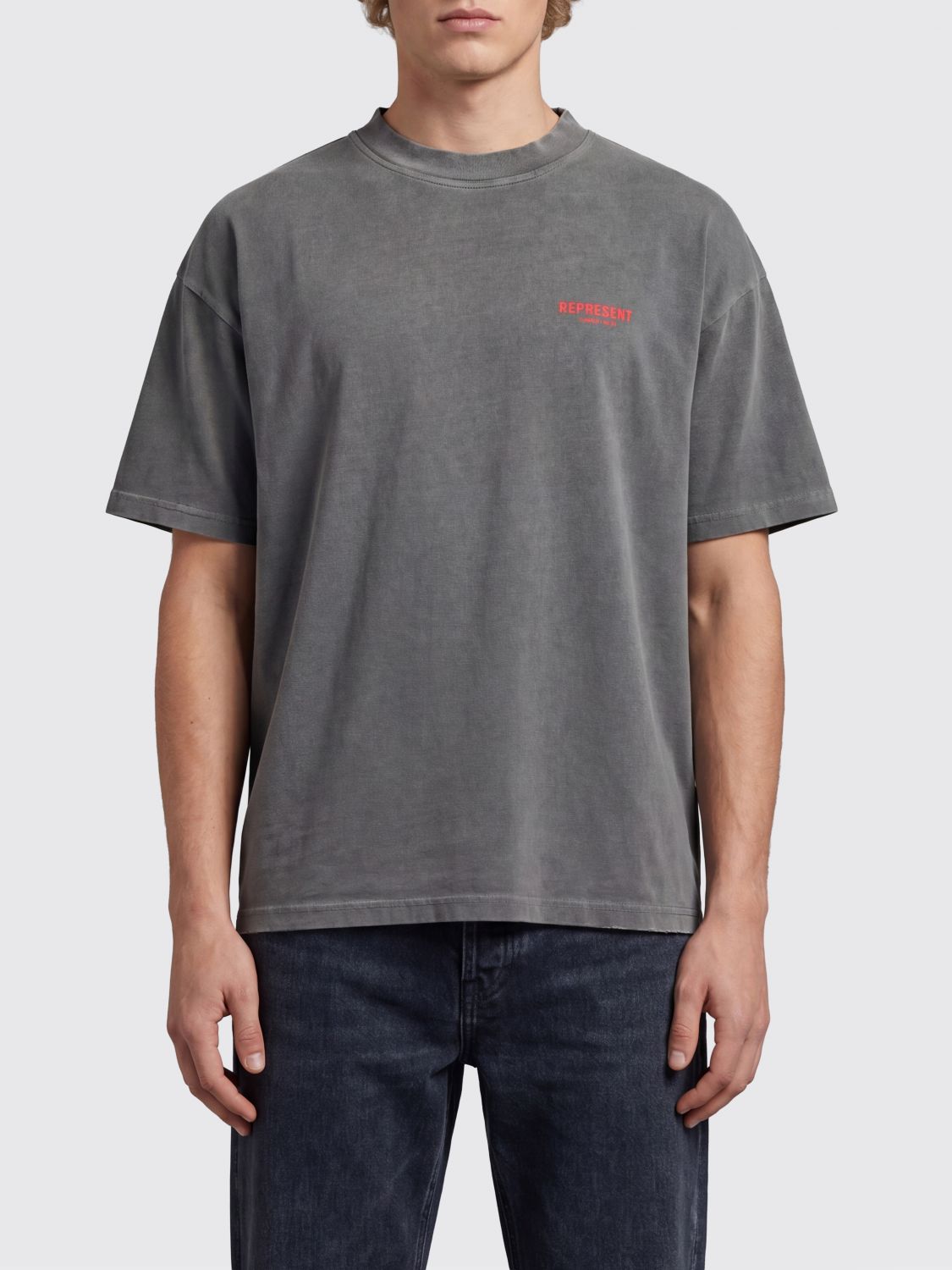 REPRESENT T-shirt girocollo in cotone con logo a contrasto