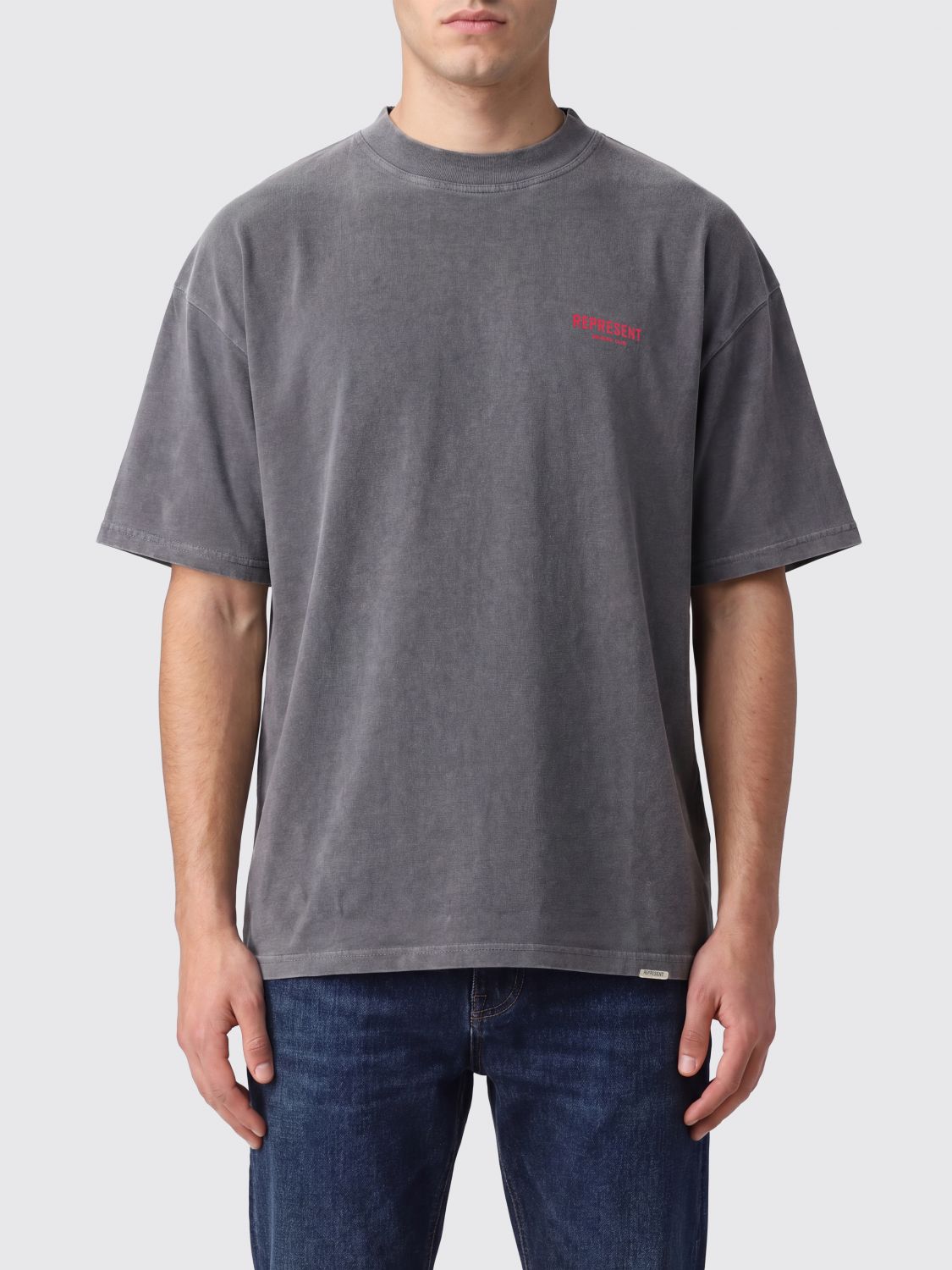 REPRESENT T-shirt girocollo in cotone con logo a contrasto