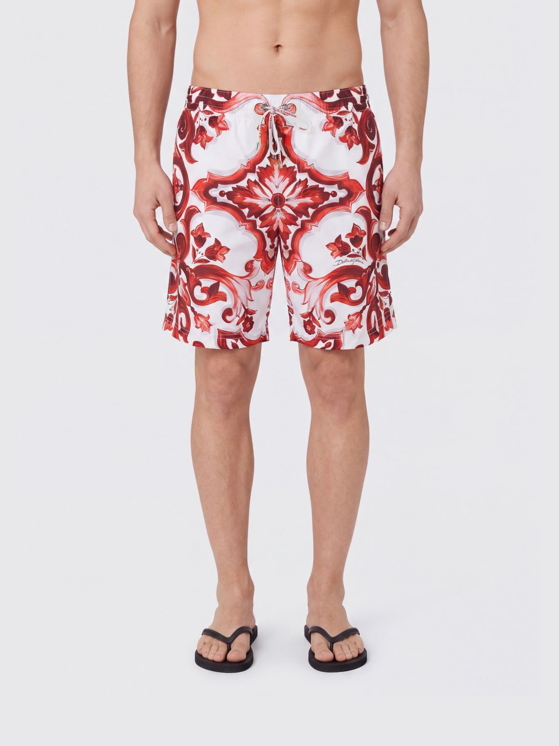 DOLCE & GABBANA Majolica Print Polyester Swim Shorts