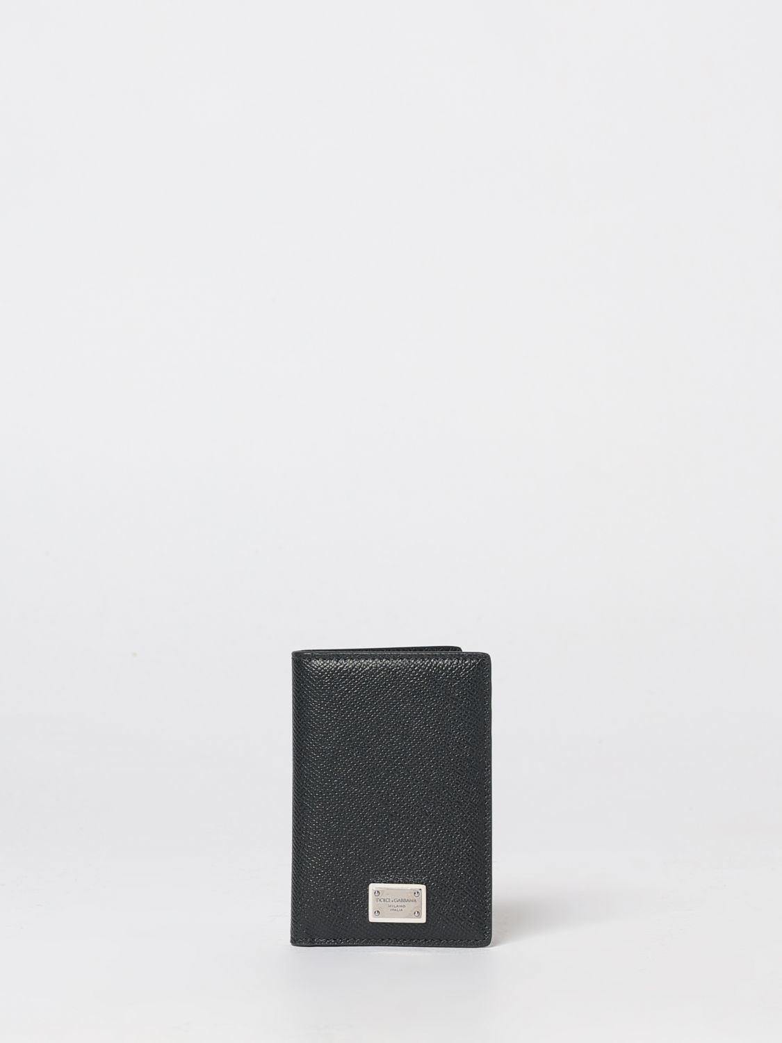 DOLCE & GABBANA Bifold-Kartenhalter aus genarbtem Kalbsleder mit Logo