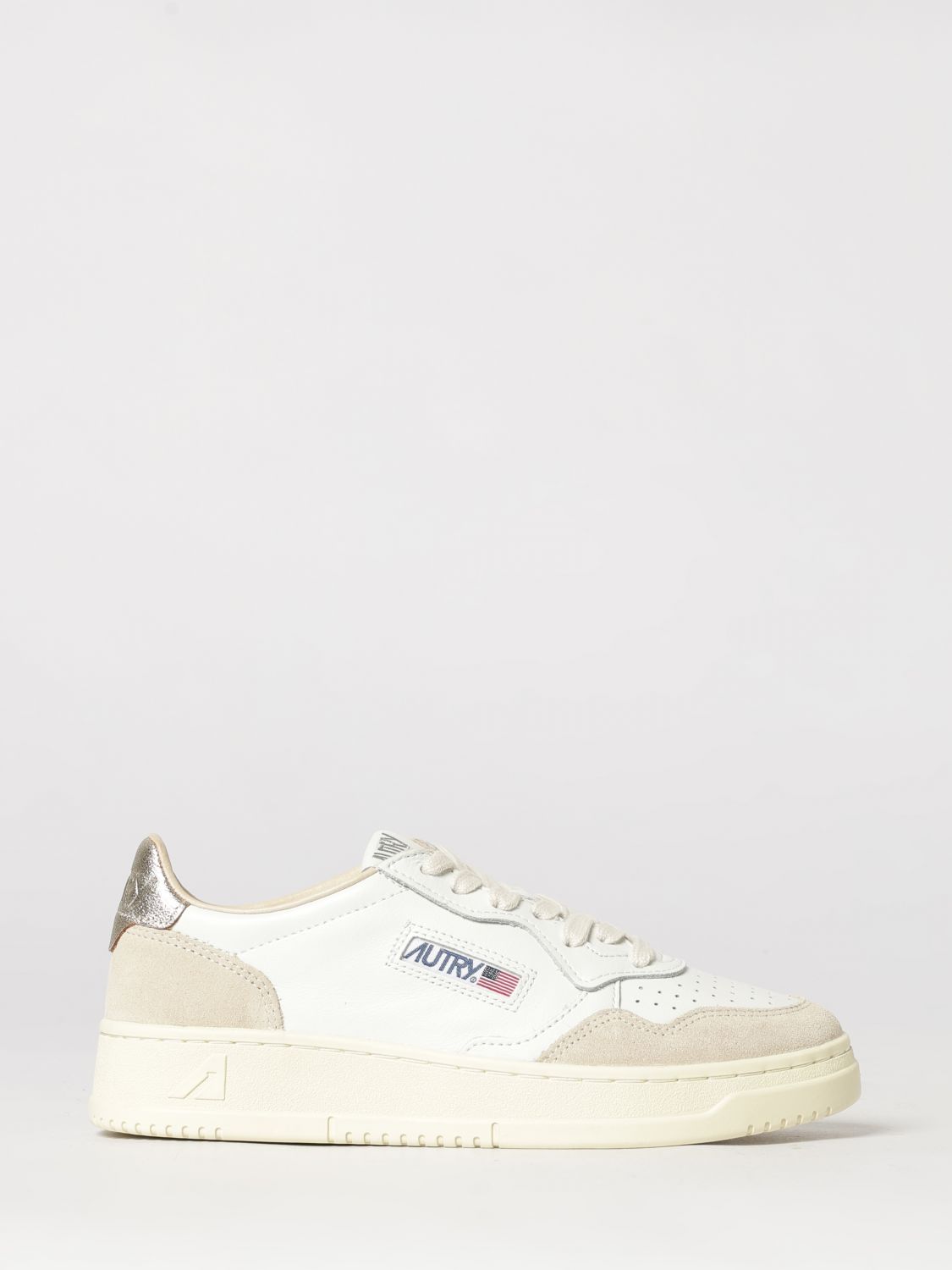 AUTRY Medalist Low Bicolor-Ledersneaker mit perforierter Spitze