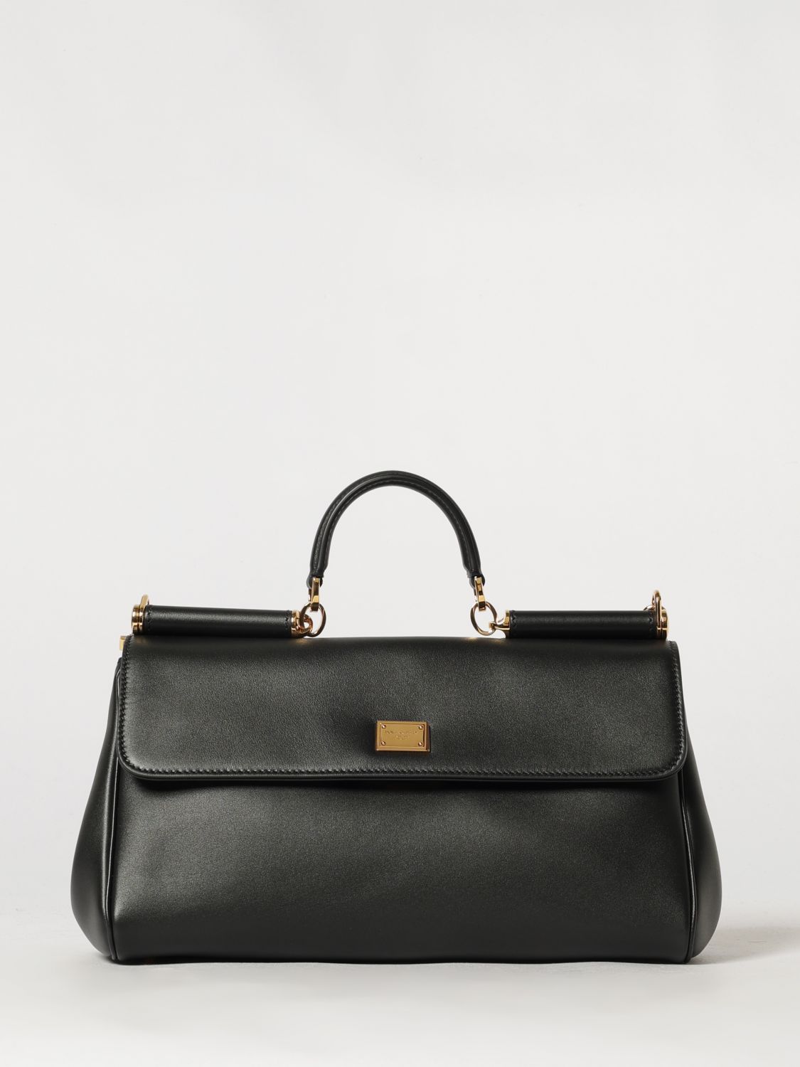 DOLCE & GABBANA My Sicily Leather Handbag with Padlock and Shoulder Strap DOLCE & GABBANA My Sicily Leather Handbag with Padlock and Shoulder Strap