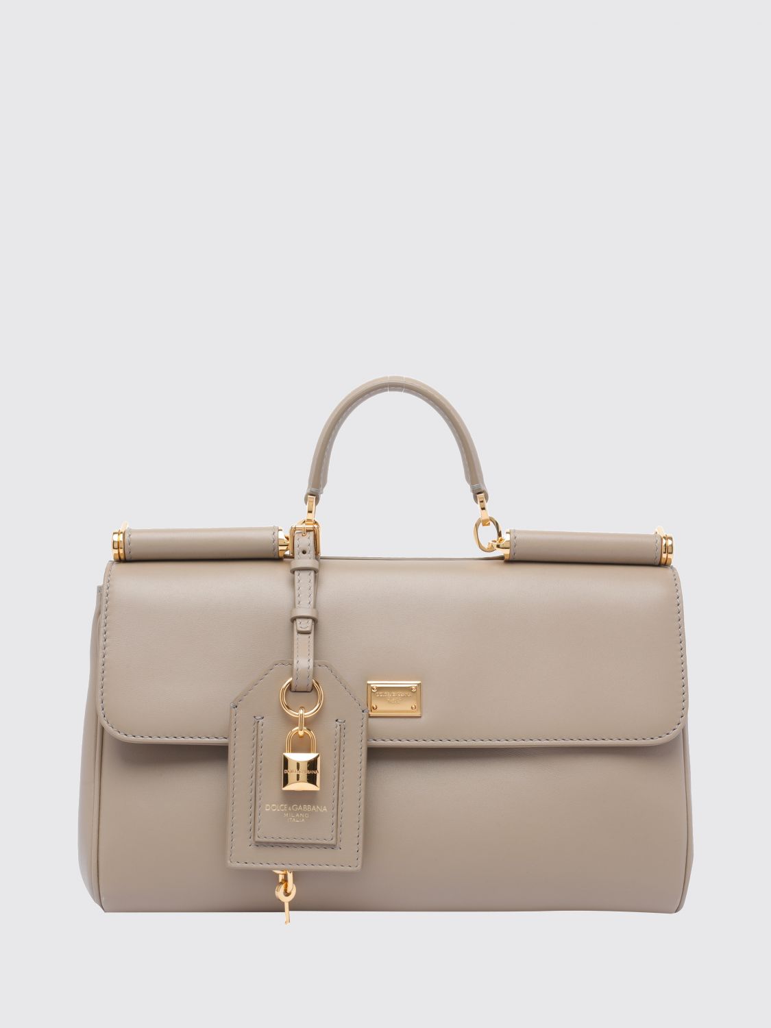 DOLCE & GABBANA My Sicily Leather Handbag with Padlock and Shoulder Strap DOLCE & GABBANA My Sicily Leather Handbag with Padlock and Shoulder Strap
