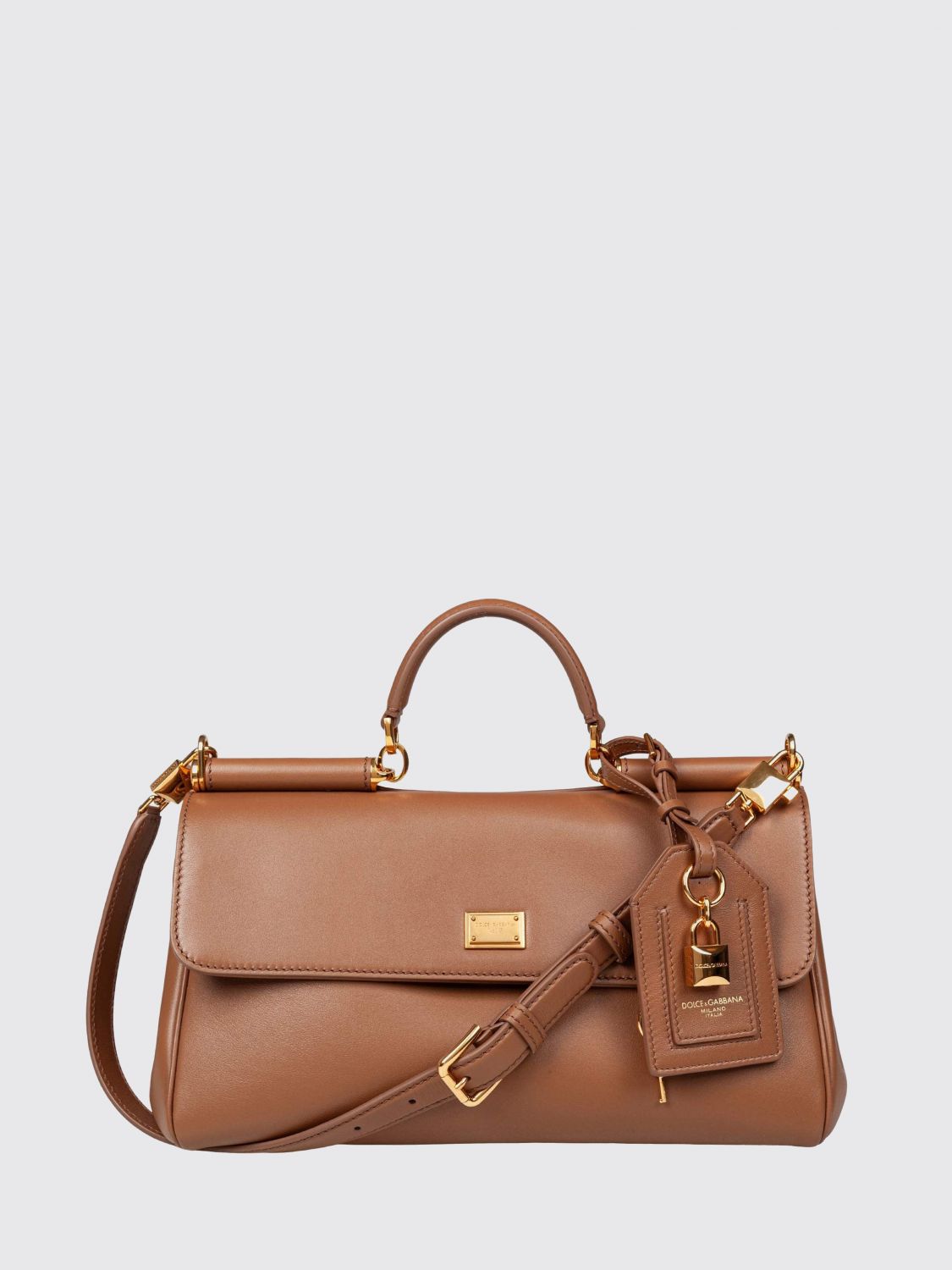 DOLCE & GABBANA My Sicily Leather Handbag with Padlock and Shoulder Strap DOLCE & GABBANA My Sicily Leather Handbag with Padlock and Shoulder Strap