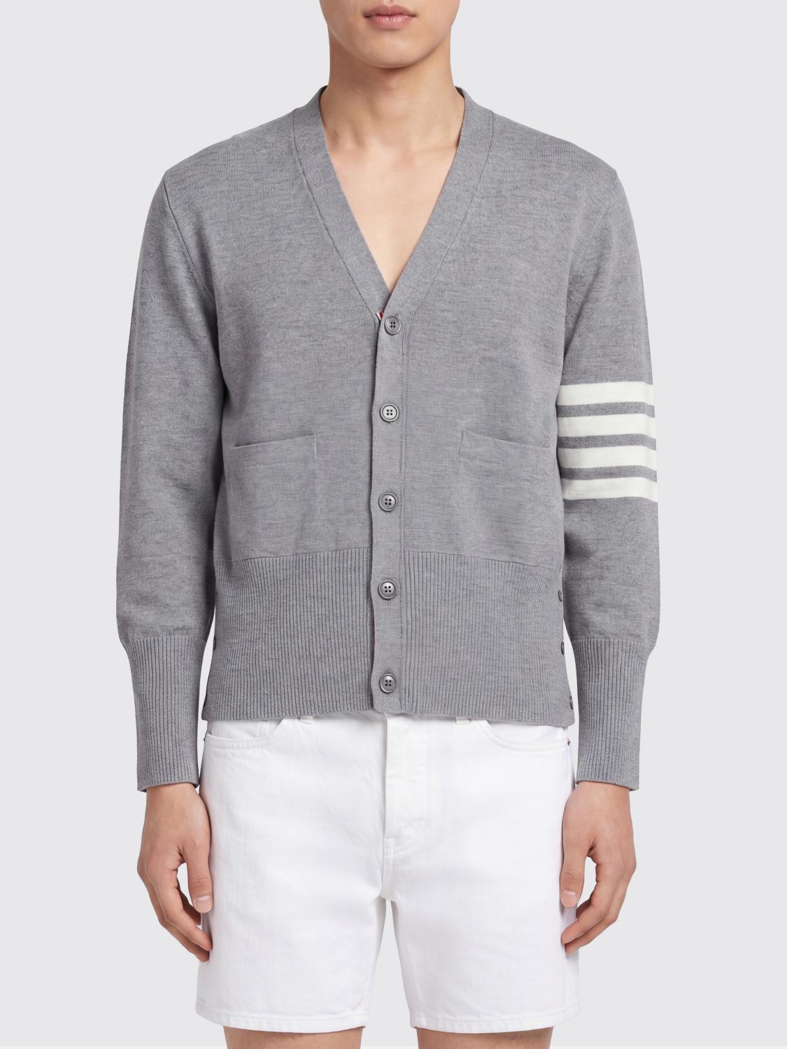 THOM BROWNE Cardigan in lana con scollo a V e iconico dettaglio 4-Bar