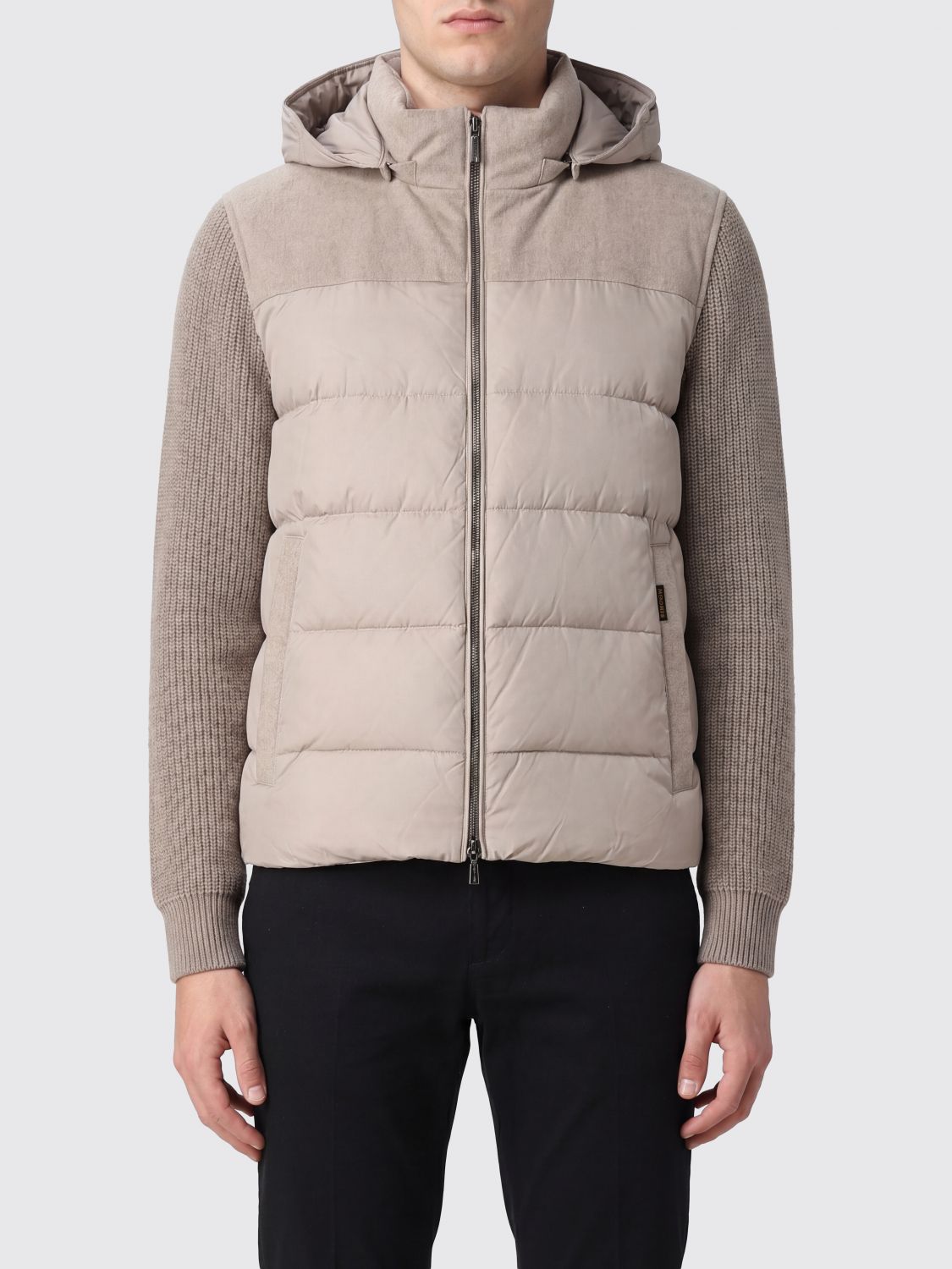 MOORER Piumino Jesse-STP in lana e cashmere con cappuccio e trapunta