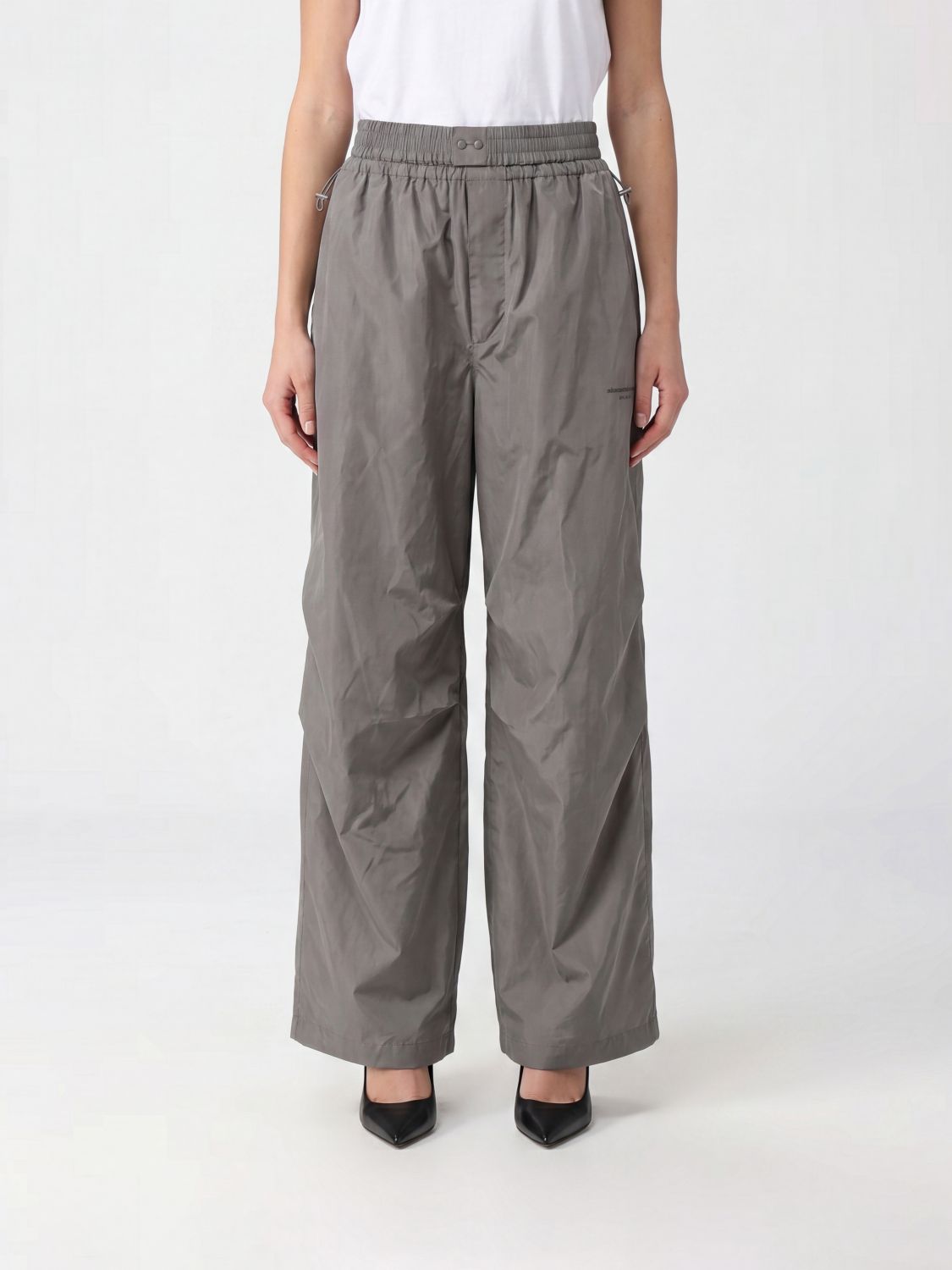 ALEXANDER WANG Pantaloni jogging a gamba larga a vita alta in tessuto tecnico