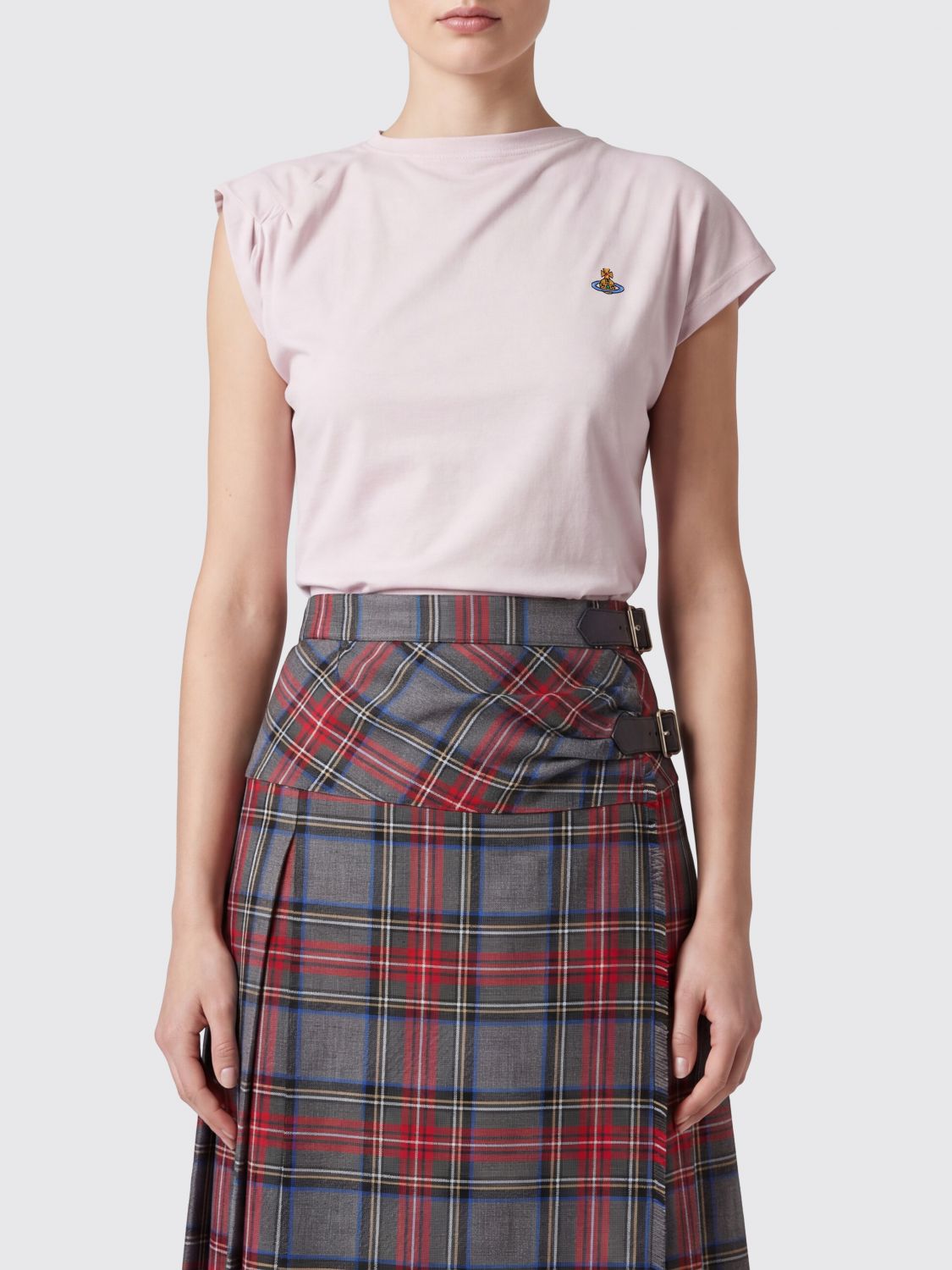 VIVIENNE WESTWOOD Top Hebo monospalla in cotone con logo Orb ricamato