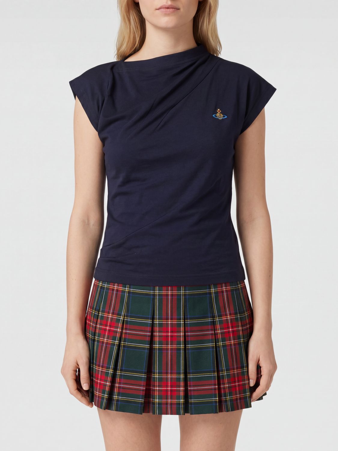 VIVIENNE WESTWOOD Hebo One-Shoulder Cotton Top with Embroidered Orb Logo