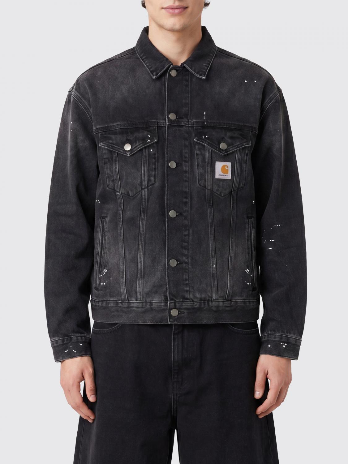 CARHARTT WIP Giacca di jeans Helston con stampa astratta all-over e logo applicato