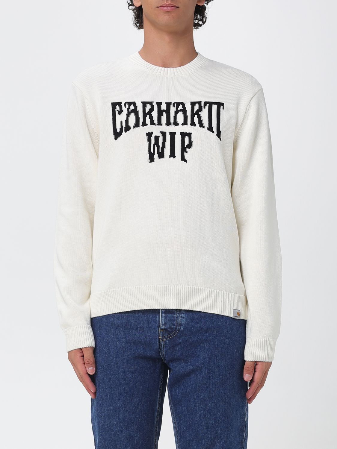 CARHARTT WIP Maglia girocollo in cotone con logo jacquard all-over