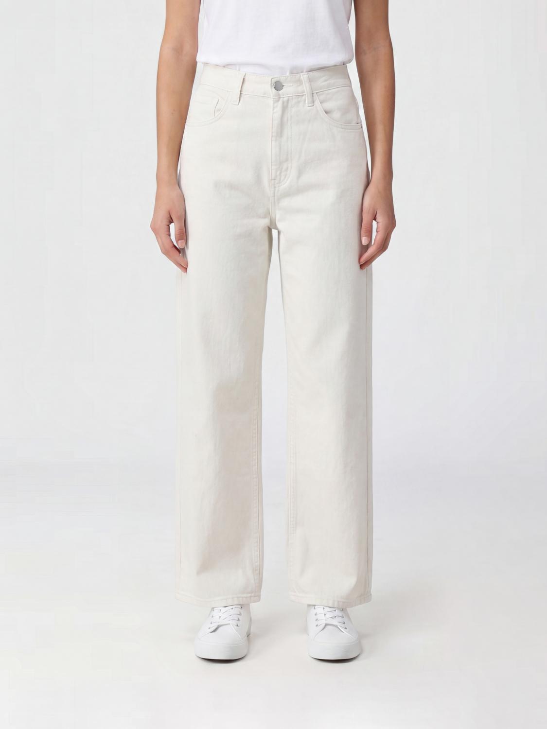 CARHARTT WIP Jeans Jane a vita alta e gamba larga in denim di cotone bianco